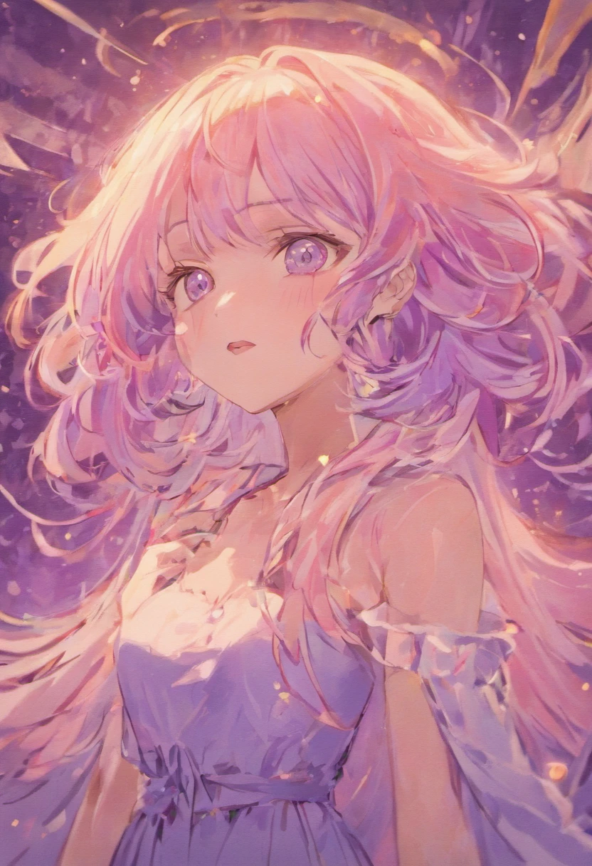 (masterpiece), (best quality), (ultra detailed),(disheveled hair),(illustration), (1girl),(10yo,child),japnese idol,smile, looking at viewer, (interview),magic wand, (magic city),beautiful detailed eyes, delicate beautiful face, Floating,(high saturation),(colorful splashes),(shining), focus on face, ahoge, kamisato ayaka, light pink hair, hair ring,medium hair, (shining), best lighting, best shadow, ,standing, spread legs, completely naked, pubic hair, medium size breasts, full body naked, camera shoot from down below