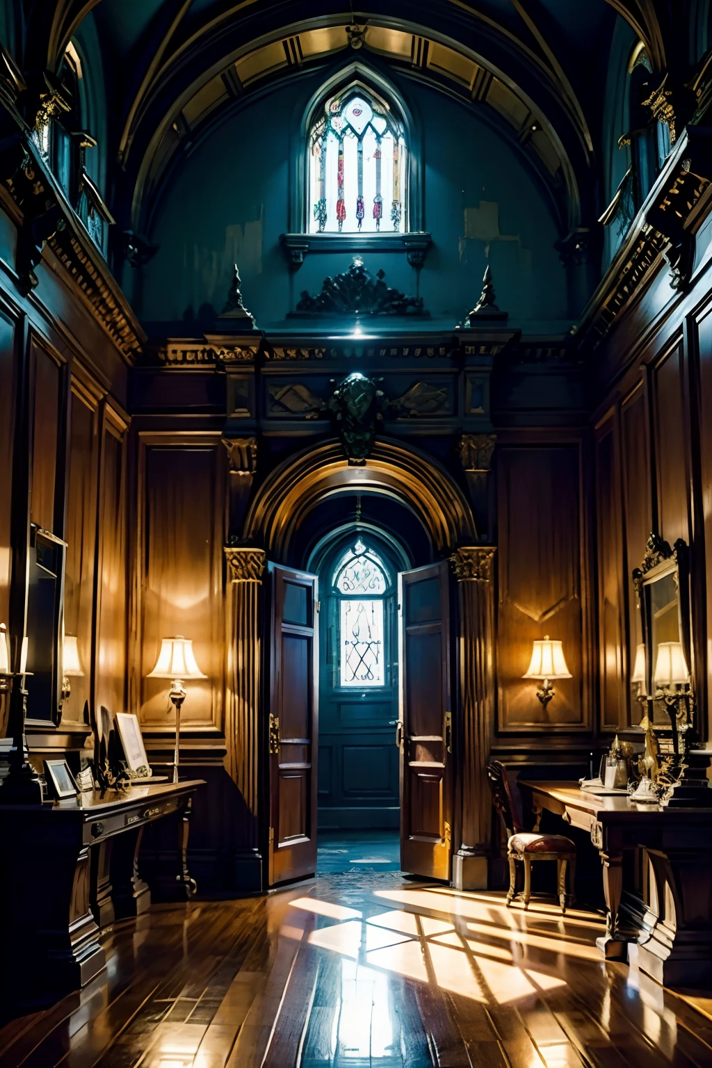 A room that belongs to a mystical magical wizard, chemicals, alchemy, mood is regulated, accommodating, agreement, security, managing, integrating.