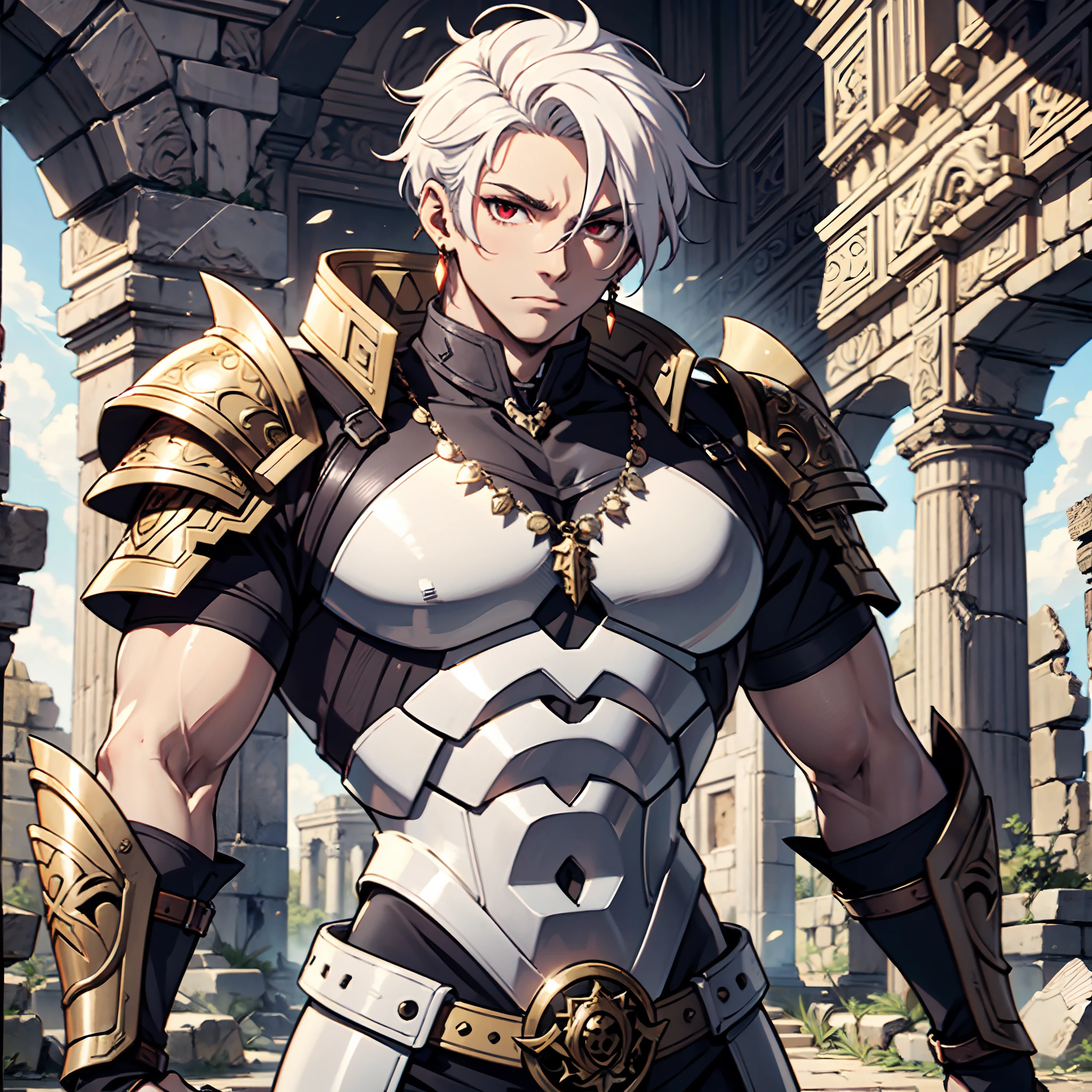 128K Ultra High Definition,
128K Ultra High Quality,
128K Ultra High Resolution,
128K Resolution,
Hyper Detailed,
Hyper Quality,
Hyper Definition,
Perfectly Detailed,
Perfectly Designed,
Masterpiece,
1 Boy,
Anime,
Handsome,
White Hair,
Red Eyes,
Wearing Earrings,
Wearing Necklace,
Armored With Spartan Armor,
Ancient Ruins Background,