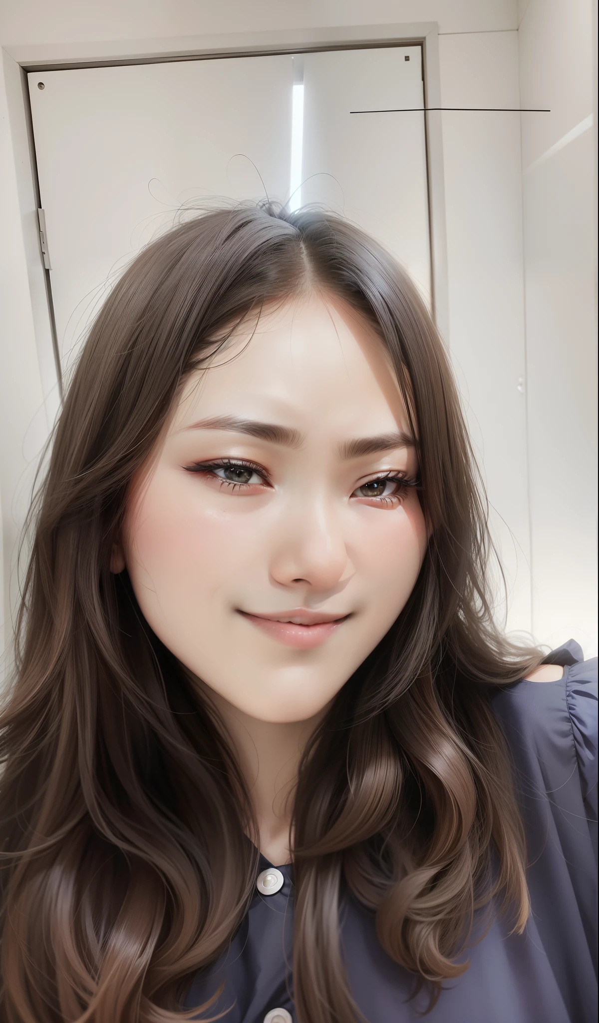 8K、Raw photography、top-quality、​masterpiece、realisitic、Photorealsitic、Woman posing on street corner in lilac clothes、1 persons、独奏、(giant tight litter、outside of house、sleeveless dresses、Luxury、length hair、Beautiful detailed sky、earring beautiful、Upper bust、Soft lighting、the wind、shinny skin、Look at viewers