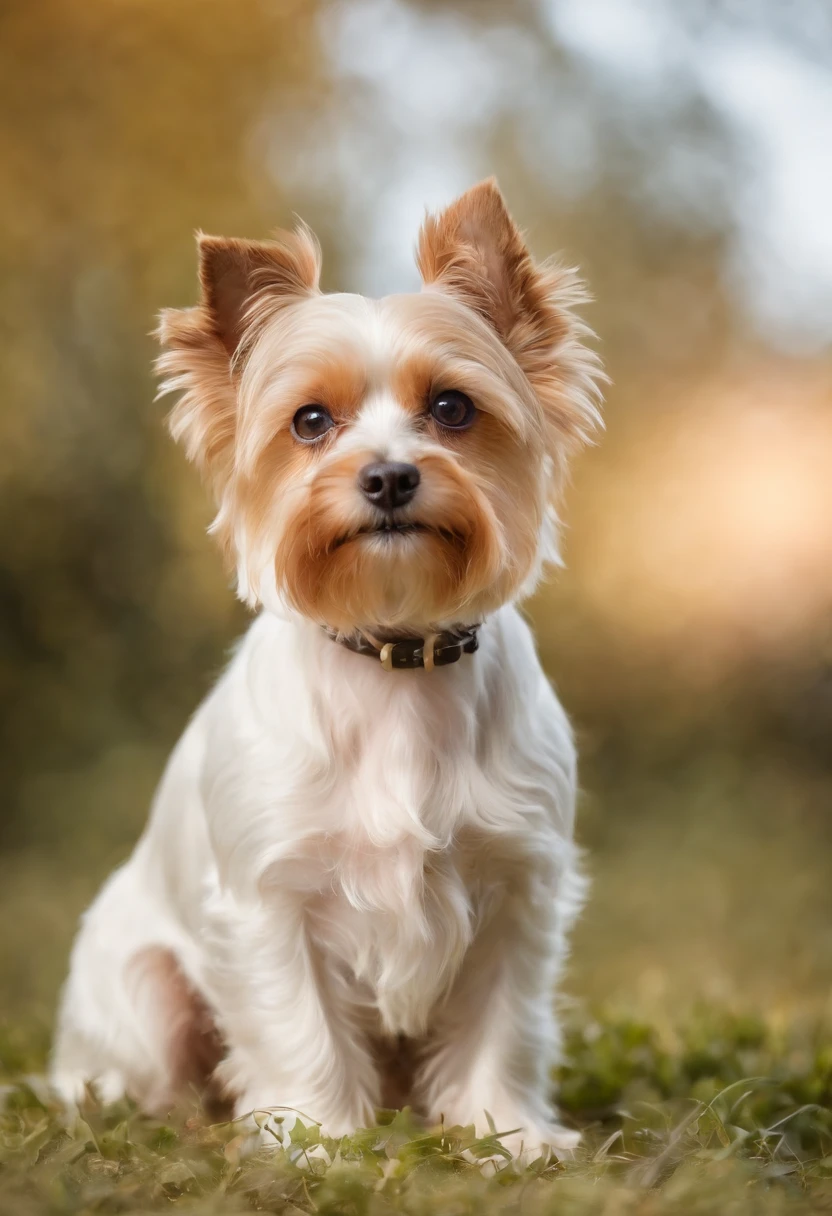 Cachorro biewer terrier com o pelo dourado e longo