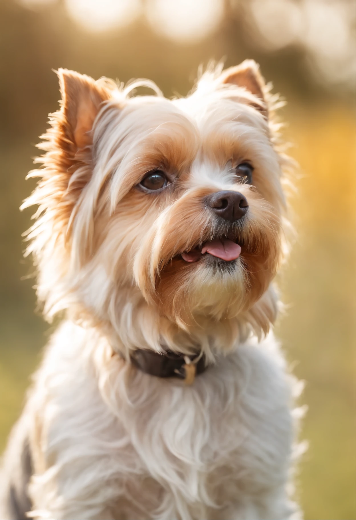 Cachorro biewer terrier com o pelo dourado e longo