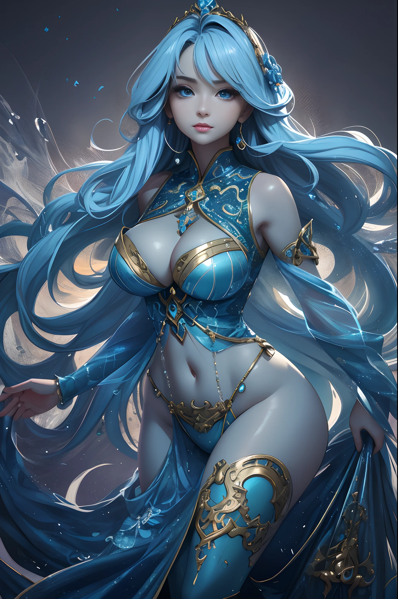 1girll, Anime fantasy artwork,Sexy swimsuit,Plump breasts,gigantic cleavage breasts:1.6, Long hair,Shiny skin:1.4,primitive,tmasterpiece,ultra fine photos,best qualtiy,超高分辨率,Photoreality,rays of sunshine,full-body portraits,stunningly beautiful,dynamicposes,delicated face,Vibrant eyes,detailed face with,opulent,Highly detailed skin,Realistic details of skin,Visible Pore,tack sharp focus,volume fog,8K UHD,digital SLR camera,high qulity,filmgrain,White skin of the,photo-realism,semi transparent