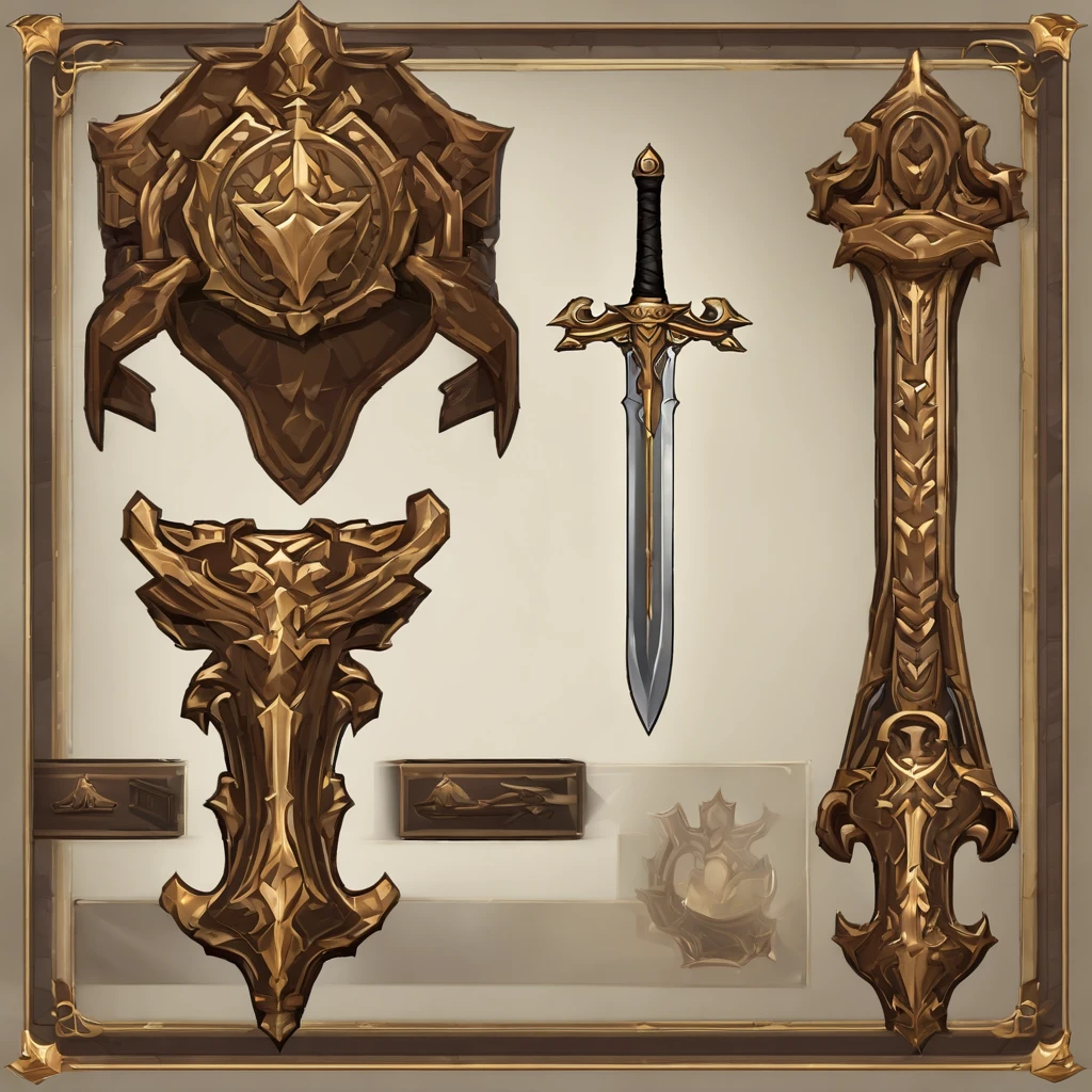 "In a fantasy world full of epic battles, You are summoned to create legendary sword designs, Known as Aegis. Aegis is a legendary sword，Placed inside a protective cover, Represents strength and protection. Your mission is to use your pixel art skills to create impressive Aegis representations. The shield should have a strong and imposing appearance, Details and textures reflect its powerful nature. The sword inside the shield should convey grace and danger. Use limited colors to create clarity, Striking pixelated image. Get creative with details and shadows，Bring Aegis to life, Become a feared and admirable weapon in the game world. Show off your pixel art skills，And create amazing pixel art from Aegis，Delight players!"