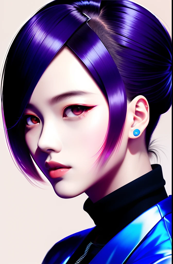 Un primer plano de una persona con una diadema puesta, arte digital inspirado en Yanjun Cheng, tumblr, Arte digital, Fan art vibrante, Retrato de Lofi, Obras de arte al estilo de Guweiz, neo vaporwave, Pintura digital colorida, cyber aesthetic, Retrato de Kpop Idol, Yanjun Chengt, digital anime illustration, Retrato NFT, Arte digital cyberpunk anime.
