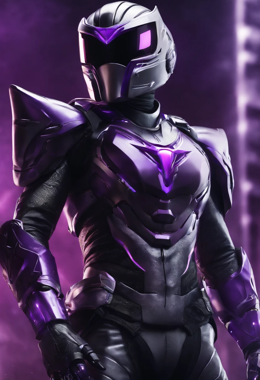 Purple Kamen Rider, silver armor, Gray and black clothes, Purple Tech Suit, secret agent, roboto