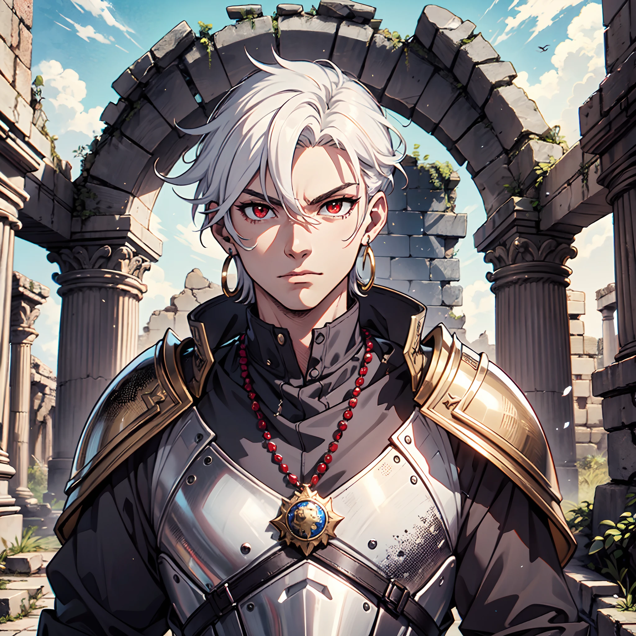 128K Ultra High Definition,
128K Ultra High Quality,
128K Ultra High Resolution,
128K Resolution,
Hyper Detailed,
Hyper Quality,
Hyper Definition,
Perfectly Detailed,
Perfectly Designed,
Masterpiece,
1 Boy,
Anime,
Handsome,
White Hair,
Red Eyes,
Wearing Earrings,
Wearing Necklace,
Armored With Spartan Armor,
Ancient Ruins Background,