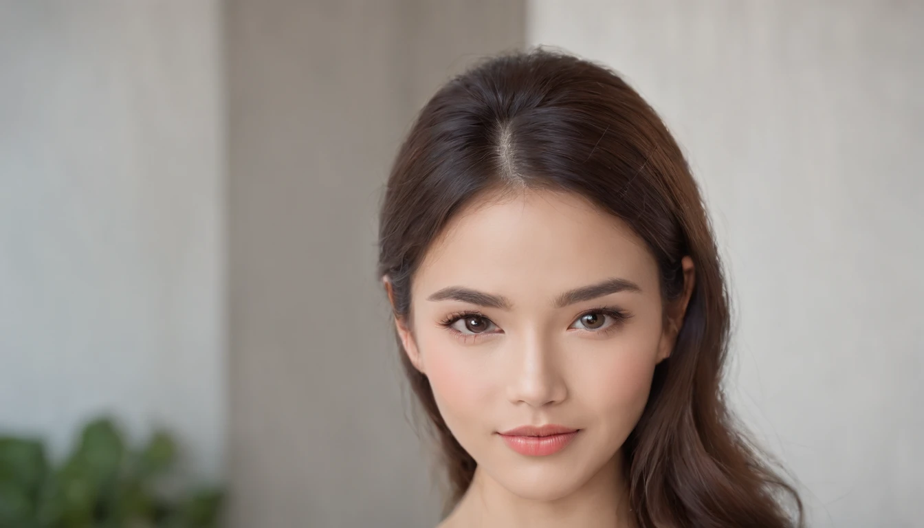 (best quality,highres),realistic,studio lighting,vivid colors,portraits,modern style,warm color tone,lens flare,shallow depth of field,indoor setting,wooden background,soft natural lighting,beautiful Filipina worman,detail-rich,luminous skin,sparkling eyes,sleek black hair,elegant appearance,polished makeup,natural and warm smile,confident expression,engaged in work,focused and attentive,meticulous attention to detail,typing with grace and precision,professional demeanor,composed posture,serene atmosphere,subtle highlights and shadows,crisp image quality,Nikon's signature color reproduction,flawless skin texture,relaxed and approachable,happy and positive energy,perfectly captured moment.