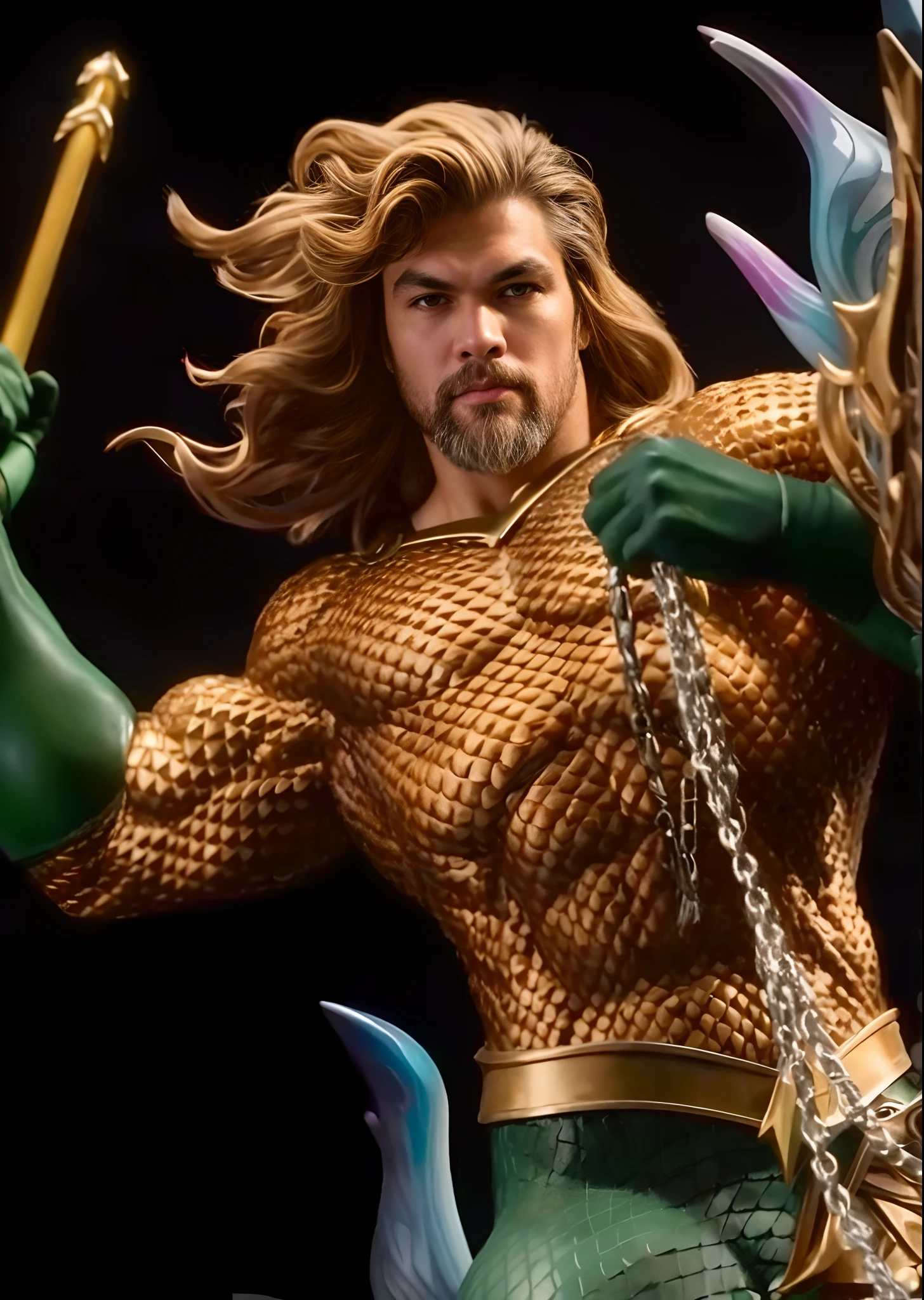4k, jason momoa, aquaman, cabelo loiro, armadura de ouro.