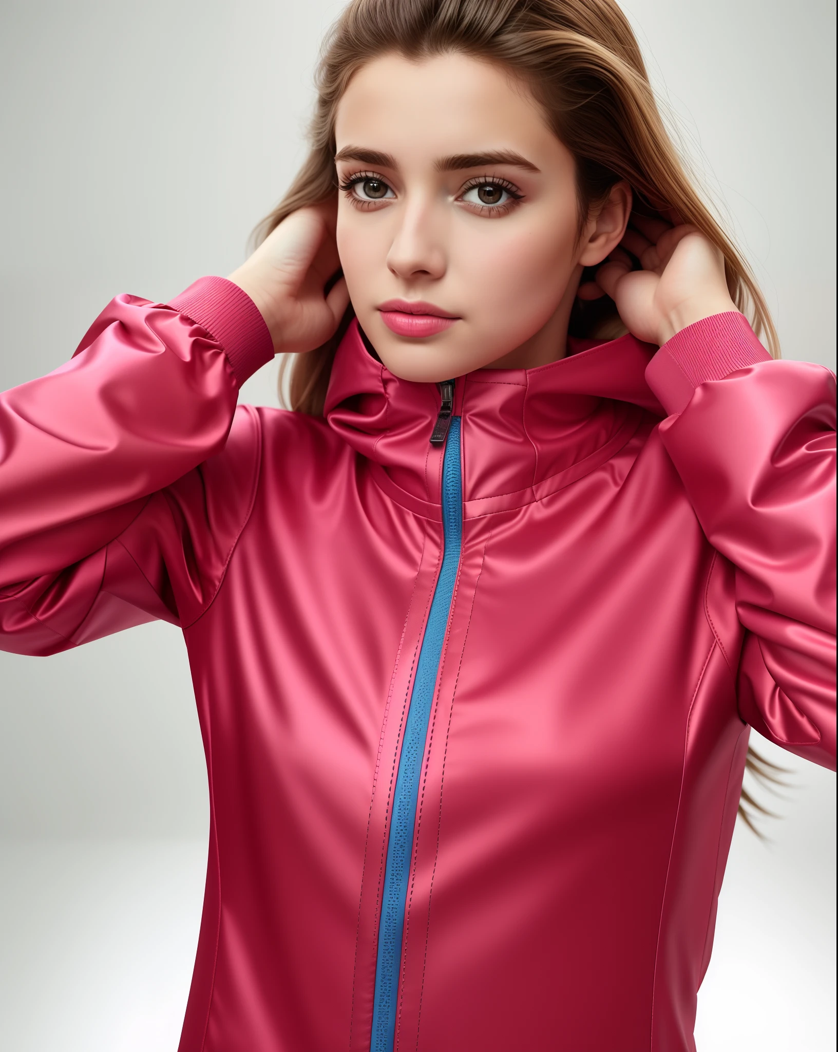 mulher linda, Supermodelo brasileira, brasileiro, na copa do mundo, fernanda suarez, Caroline Gariba, Ana de Armas, colombiano, Malika Favre, linda senhora, julia sarda, 🇺🇦, Parece Fabiula Nascimento, Dua Lipa, Mulher mexicana bonita in a pink jacket and blue pants posing for a photo, she is wearing a wet coat, future inflatable jacket, olhar molhado,  na capa de chuva, roupas esportivas, roupas esportivas, glossy, encapuzado, Aurora Aksnes, Fotografia de uma mulher techwear, tecido molhado, Tiroteio RP, modelo feminino, suit jacket, wearing translucent sheet, magenta, fotografia realista, fotografia, obra-prima, realista, Realismo, renderizado, Alto contraste, Arte Digital, fotográficorealista, trend in Artstation 8k HD, high definiton, circunstanciado, Realistic, detalhada, textura da pele, hiperdetalhada, Textura realista da pele, melhor qualidade, ultra high-resolution, (fotografia realista: 1.4), alta resolução, detalhada, fotografia crua, sharp resolution, Nikon D850 filmes, fotografia de stock 4, Kodak Portra 400 Camera F1 Lens.6, textura hiper realista, lighting dramatic, Unrealistic trend in Artstation Cinestill 800, .RAW.