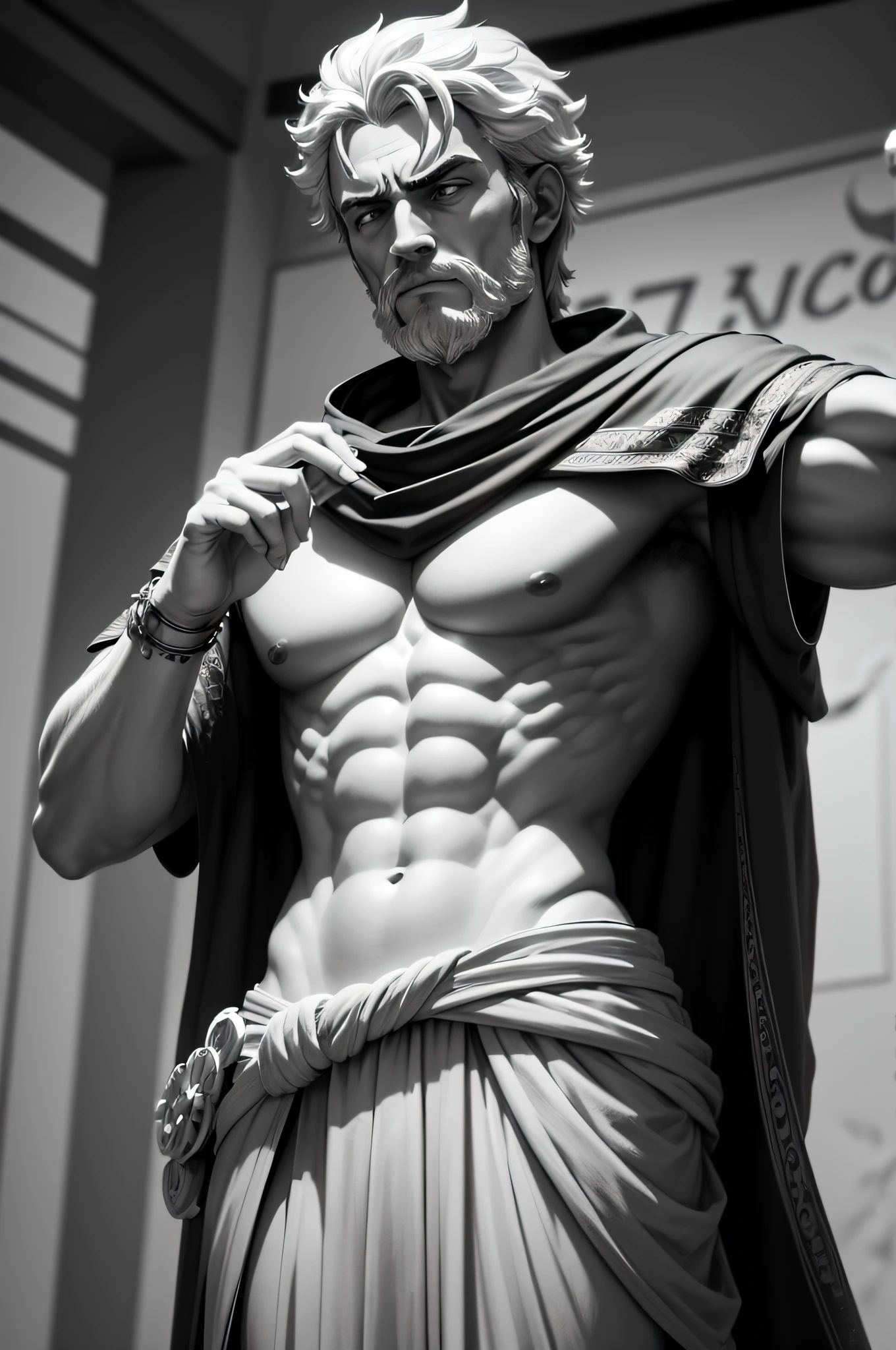 stoic, philosopher, vigor, forza, best quality, cinemactic, preto e branco