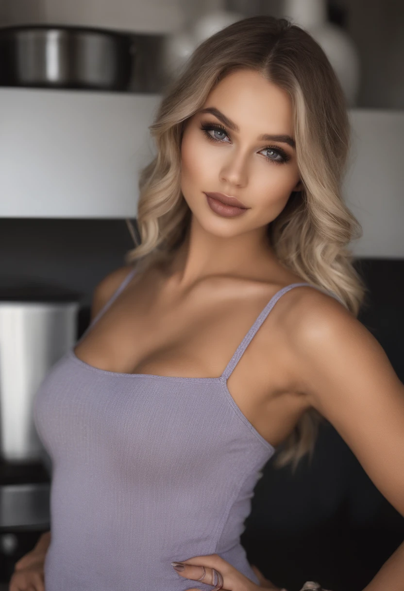 Arafed woman with matching tank top and panties, fille sexy aux yeux bruns, Portrait Sophie Mudd, cheveux blonds et grands yeux, au club, selfie of a young woman, Les yeux dans la chambre, Violet Myers, ohne Maquillage, maquillage naturel, Look directly into the camera, Visage avec Artgram, dezentes Maquillage, Superbe photo du corps entier, dans la chambre, Fission