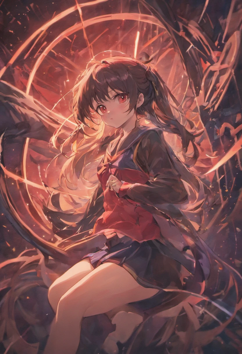 style of anime,blacksilk,cabelos preto e longos,huge tit,a sailor suit,with brown eye,disdain,Be red in the face,Lori sits
