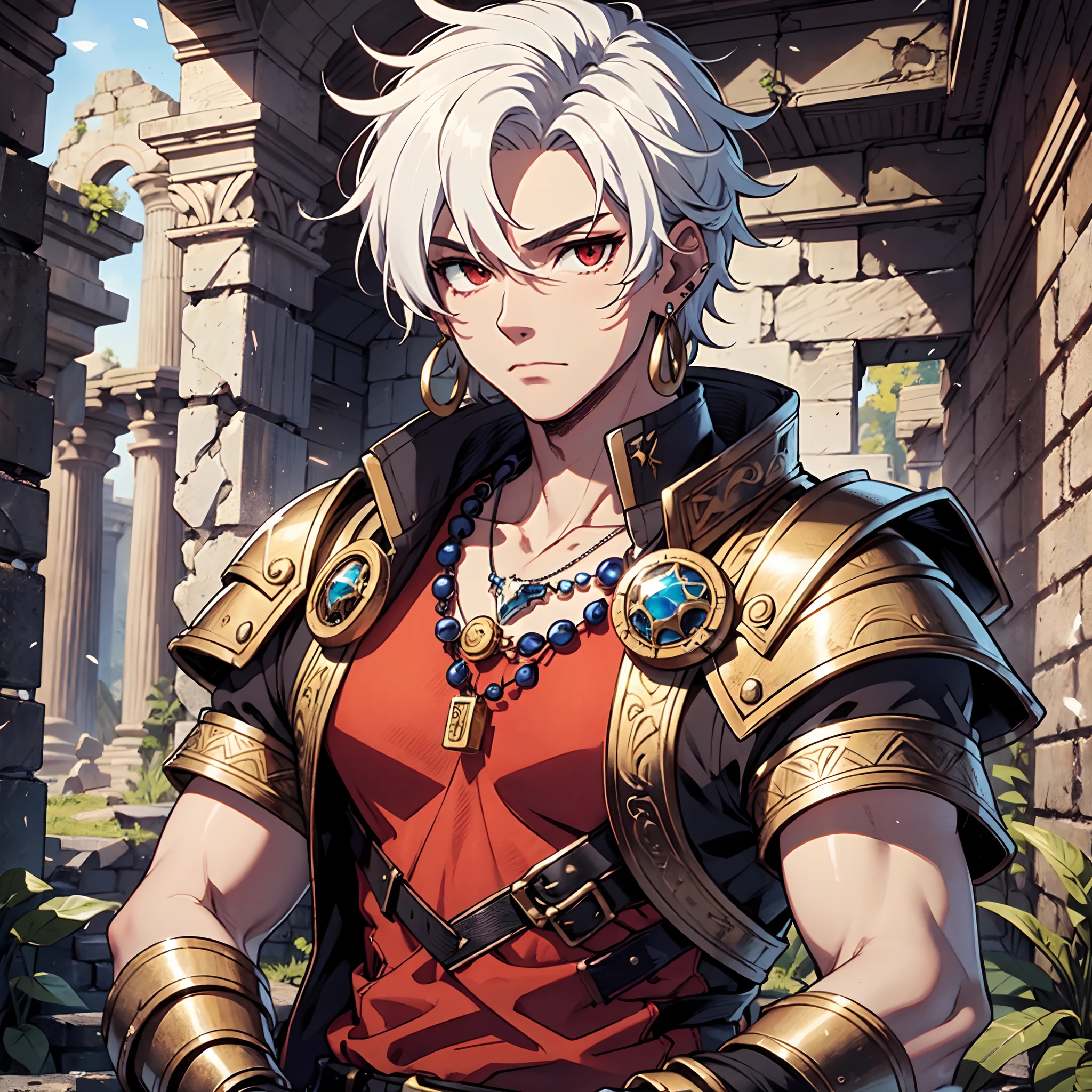 128K Ultra High Definition,
128K Ultra High Quality,
128K Ultra High Resolution,
128K Resolution,
Hyper Detailed,
Hyper Quality,
Hyper Definition,
Perfectly Detailed,
Perfectly Designed,
Masterpiece,
1 Boy,
Anime,
Handsome,
White Hair,
Red Eyes,
Wearing Earrings,
Wearing Necklace,
Armored With Spartan Armor,
Ancient Ruins Background,