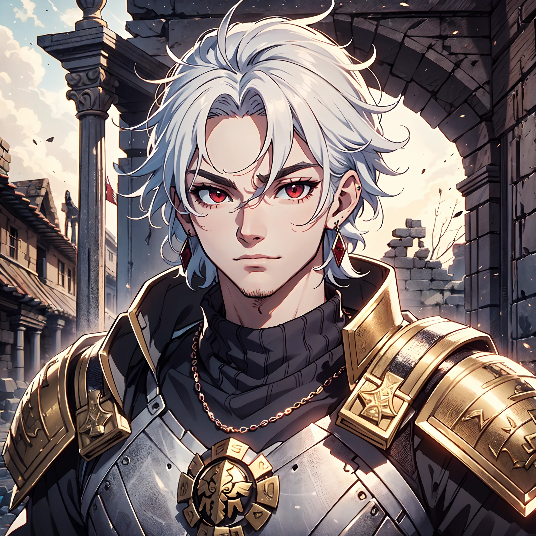 128K Ultra High Definition,
128K Ultra High Quality,
128K Ultra High Resolution,
128K Resolution,
Hyper Detailed,
Hyper Quality,
Hyper Definition,
Perfectly Detailed,
Perfectly Designed,
Masterpiece,
1 Boy,
Anime,
Handsome,
White Hair,
Red Eyes,
Wearing Earrings,
Wearing Necklace,
Armored With Spartan Armor,
Ancient Ruins Background,