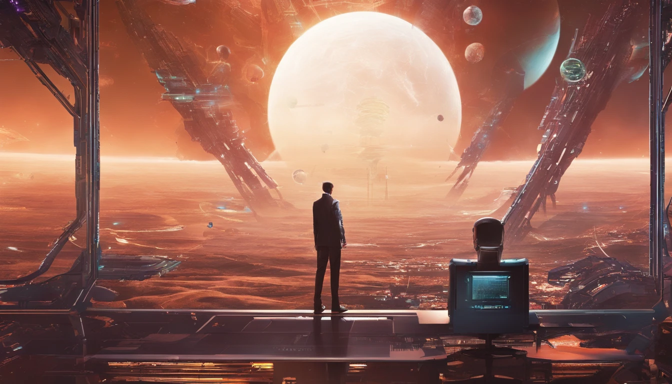 Crie uma imagem , with people using computers marveling at the rise of Artificial Intelligences.