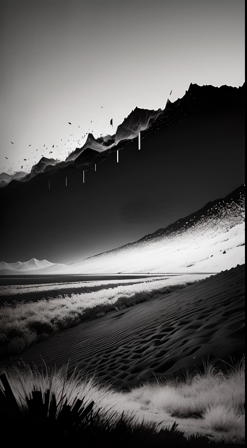 Noise of Autumn Black and white poster abstract art Doomsday landscape