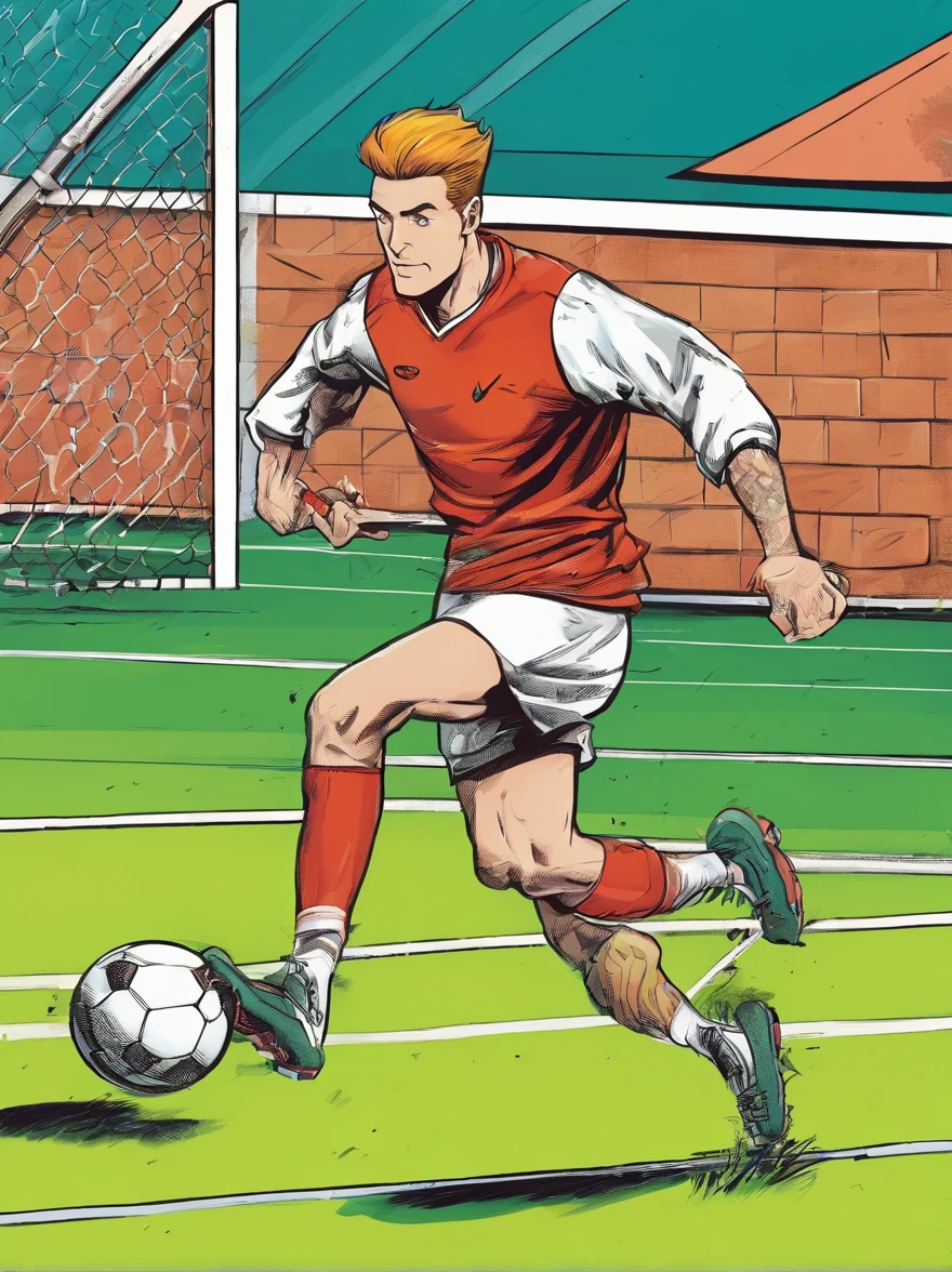 Man is playing football,Soccer court