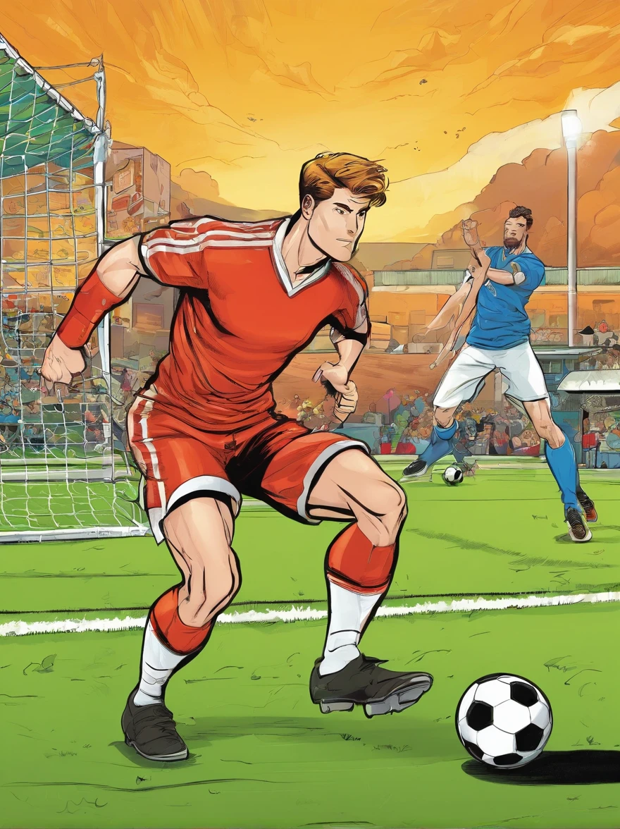 Man is playing football,Soccer court