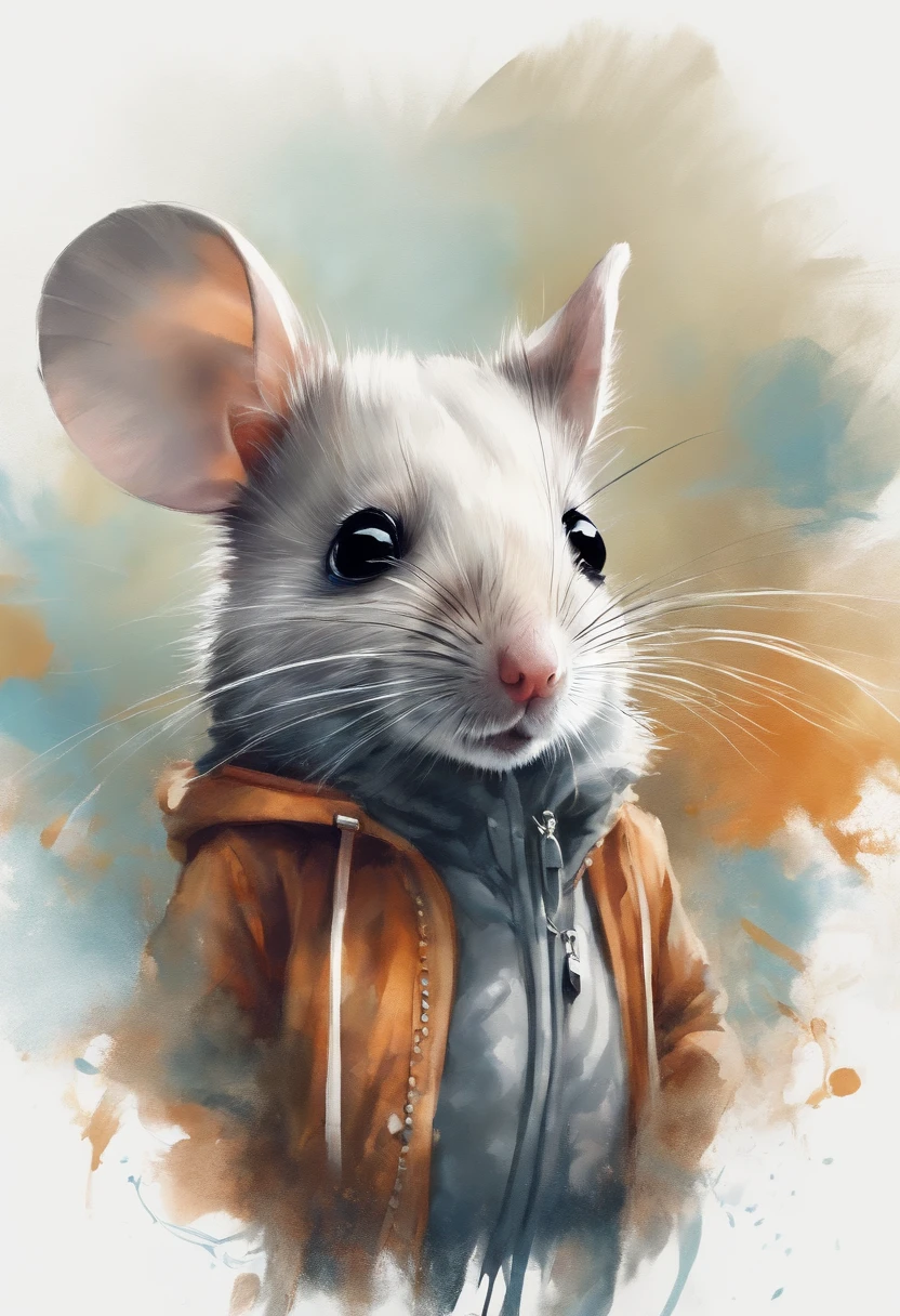 Perfect centering, Cute mouse, Wear a student team jacket, Wearing sunglasses, Wearing headphones, cheerfulness, Standing position, Abstract beauty, Centered, Looking at the camera, Facing the camera, nearing perfection, Dynamic, Highly detailed, smooth, Sharp focus, 8K, high definition resolution, illustration, Art by Carne Griffiths and Wadim Kashin, White background