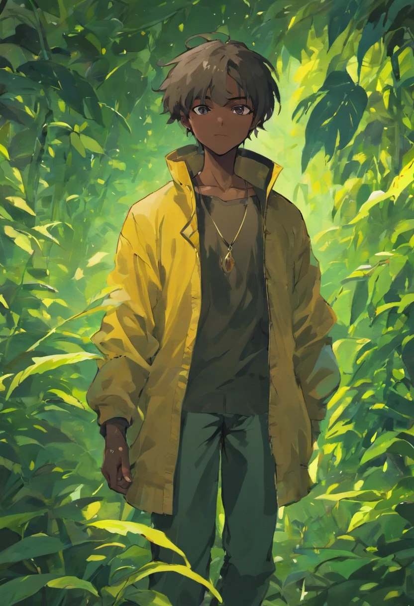 Black man in thriving community, fartura, plantas produzindo diversos aimentos, alta qualidade, 4k, highes definition, paisagem com cores em marrom e preto