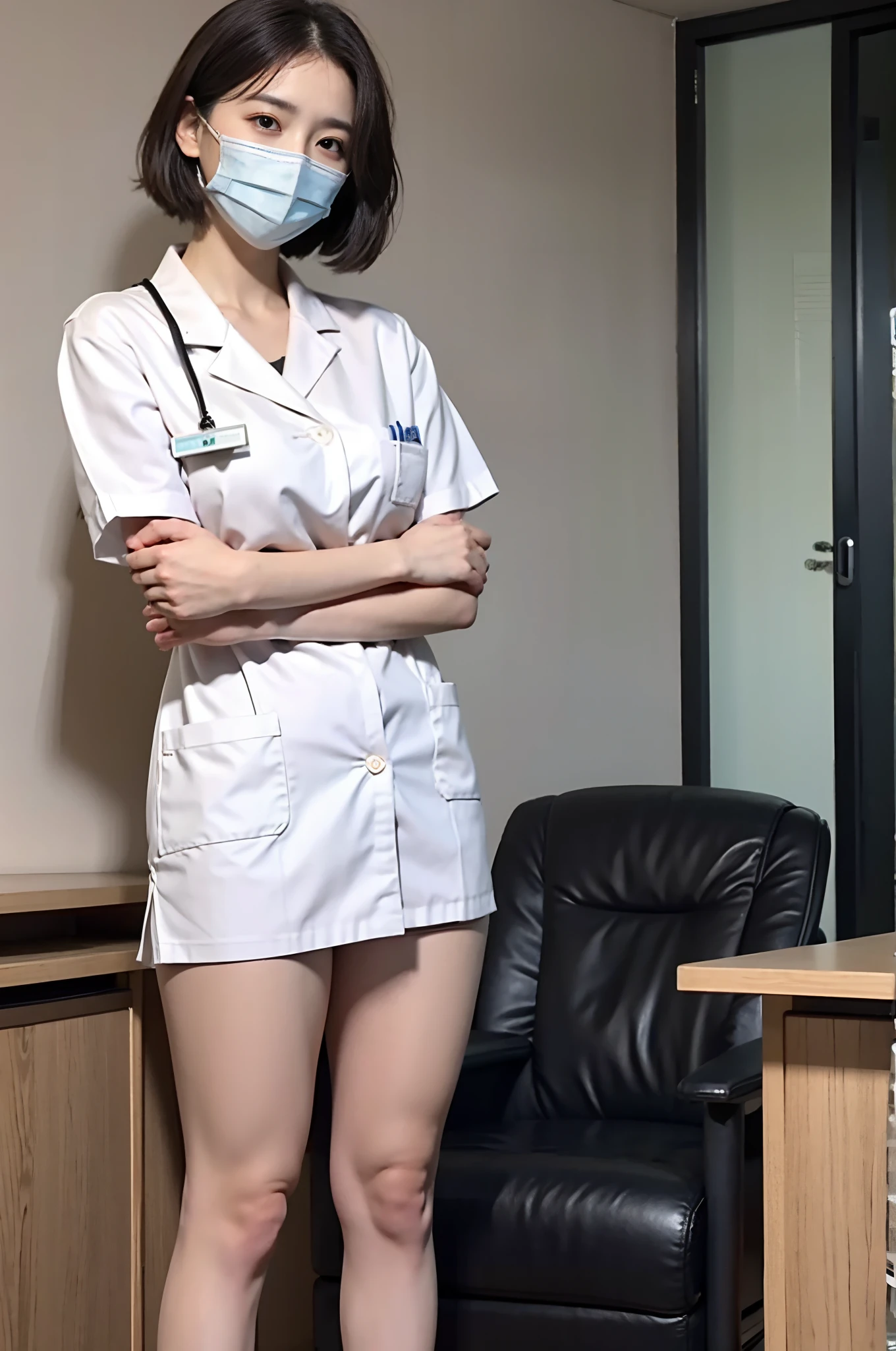 Village health worker、from below、I want you to look at my panties..、Showing your underwear、sitting physical education、You can see panties on BDSM.、underwear、up skirt、Lifting skirt、(((2 woman、Female doctor in lab coat and stethoscope:1.4)))、((black tight skirt:1.4))、Crotch wide open:1.2、Very little flour、Sit with your knees bent、Do not hide the lower body.、Very cute face、The best smile、Body hypertrophy、Mekoji、camel toe、((Highest quality,8ก、Masterpiece:1.3))、Sharp focus:1.2、A cute woman with a perfect figure:1.4、You can see a pair of teeth.、Medium bob, light brown.、Has a slender appearance、The skin is shiny and oiled.、Highly detailed facial and skin textures、Detailed eyes、Double eyelids、professional writing、(((Spread your legs apart.)))、(((White panties are visible.)))