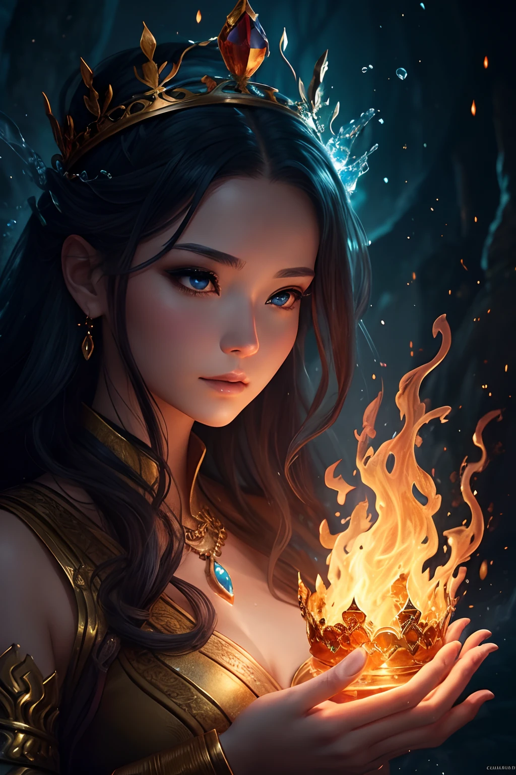 a painting of a woman with a long hair and a swirly hair, plumeria design splash art t-shirt, digital art inspired by Cyril Rolando, trending on cg society, fantasy art, jen bartel, digital art fantasy, colorfull digital fantasy art, gorgeous digital art, beautiful art uhd 4 k, digital art fantasy art, exquisite digital illustration, beautiful digital artwork, stunning digital illustration