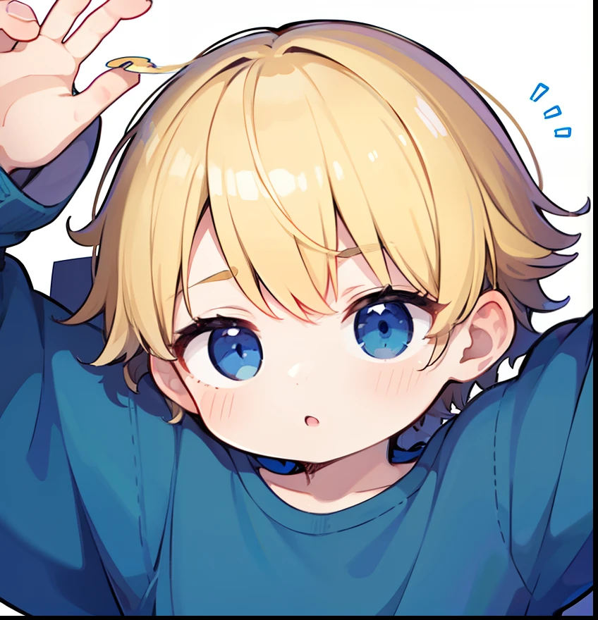 hiquality、superfine illustration,masutepiece,Animated,1boy,man,Man's,Guy,man,Man's,Short hair,Curly hair,Parted bangs,Blonde hair,Blue eyes,White skin,Handwriting style、With the baby、Childcare