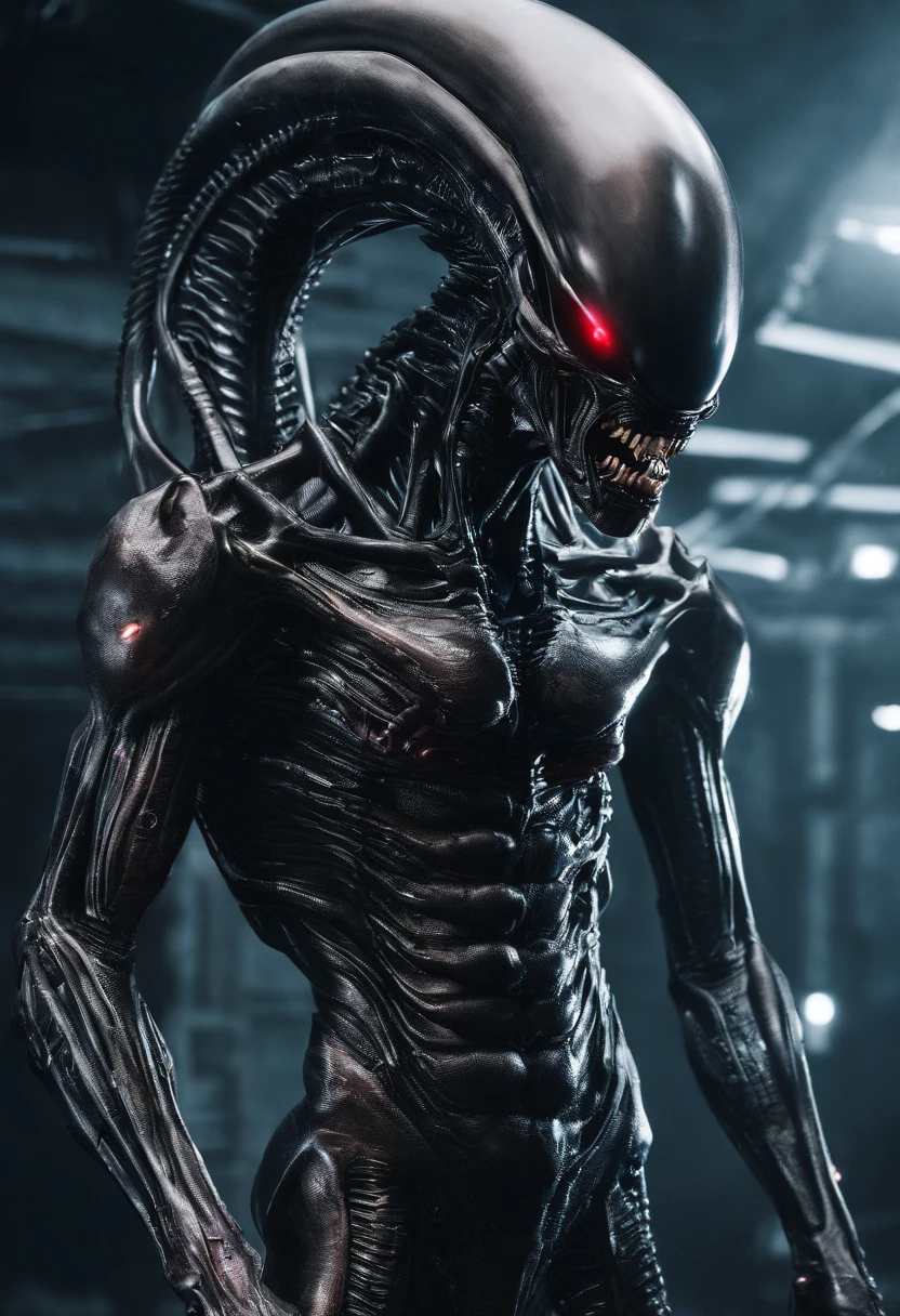 Xenomorph,slaughter,fully body pose,Sharp teeth,high - tech,Laser laser,Delicate picture