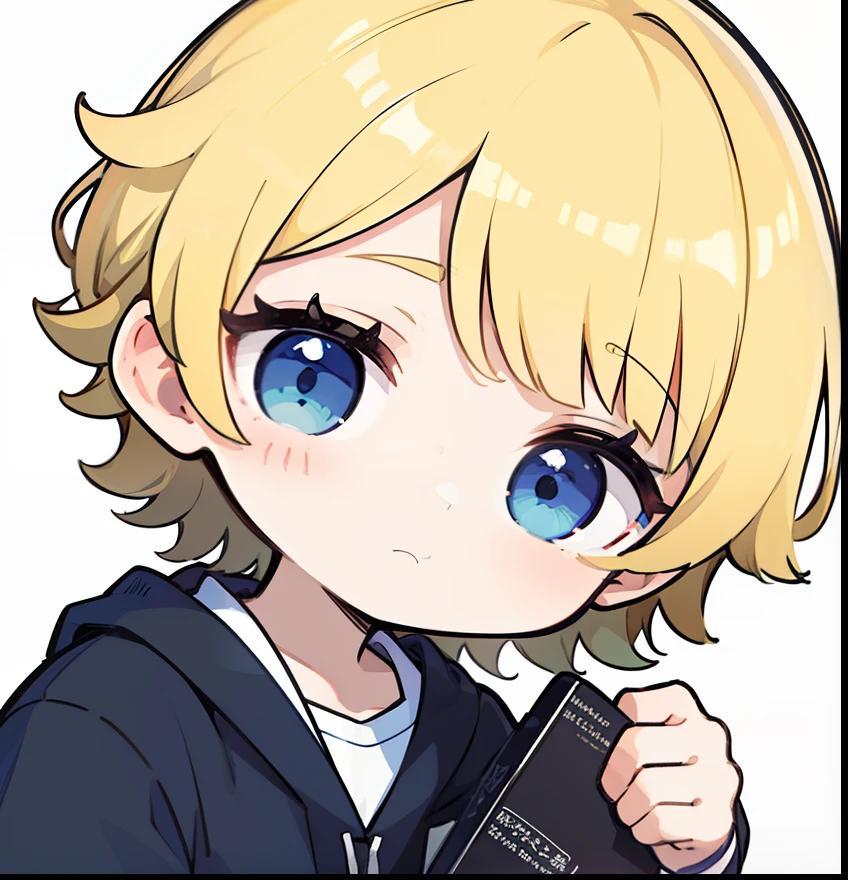 hiquality、superfine illustration,masutepiece,Animated,1boy,man,Man's,Guy,man,Man's,Short hair,Curly hair,Parted bangs,Blonde hair,Blue eyes,White skin,Handwriting style、Holding the baby