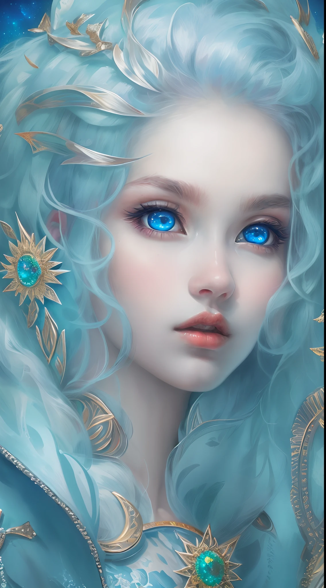 (masterpiece, top quality, best quality, official art, beautiful and aesthetic:1.2), (1 naked girl:1.2), cute, extreme detailed,(abstract:1.4, fractal art:1.3),(silver_hair:1.1), blue eyes,colorful,highest detailed, Beautiful girl trapped inside a big soap bubble,Game of Thrones,Tai Chi,