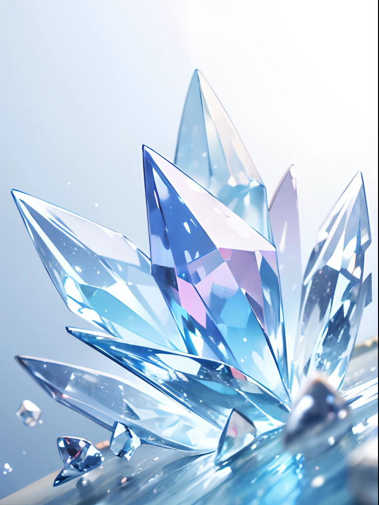 Seven colors of crystal gemstones、macro lens、blue-sky、hightquality、high-level image quality、emotional、PastelColors、pastel pink、Pastel Blue、Clear Gemstones、Random reflexes、ray of lights、depth of fields、masutepiece、hand