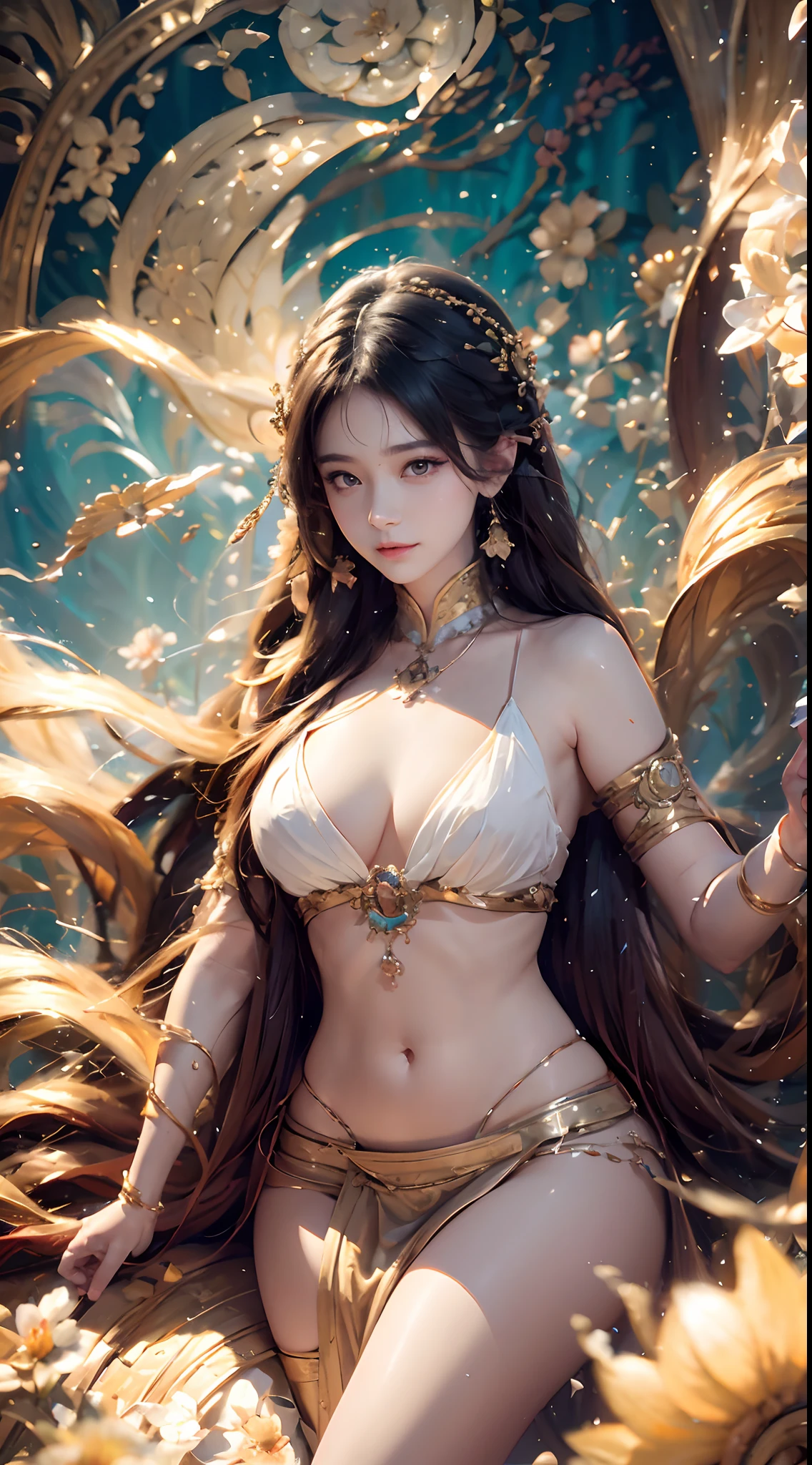 1 Gorgeous goddess of fire, (Float on fiery orange clouds); Perfect hair, perfect full lips, Delicate and perfect body, Her body is flawless, Amazing galactic garden, Background of flames, Floating on the clouds, Highly stylized features; (full bodyesbian), unsplash, Highly detailed, Digital painting, intricately detailed eyes, Colourful, Ink painting, Beautiful watercolor, Realistic, Detailed, fine art, Oil painting, Finely drawn hands; By Artgerm, by Alphonse Mucha, author:Ilya Kuvshinov sty, Paintings by Olga Shvasur, Svetlana Novykova,(In the daytime:1.8),in summer,beachside,(naturey:1.9),Very long hair,grinning smile,Raised sexy,unaligned breasts,dynamic angle,dynamicposes,exteriors,Seaside view, (RAW photogr:1.2), (realisticlying:1.4), absurderes, Incredibly Ridiculous res, hugefilesize , ultra - detailed, A high resolution, The is very detailed, best qualtiy , tmasterpiece, illustratio, Extremely refined and beautiful, The is very detailed, CG ,Solidarity , 8k 壁纸, astounding, finedetail, tmasterpiece, best qualtiy