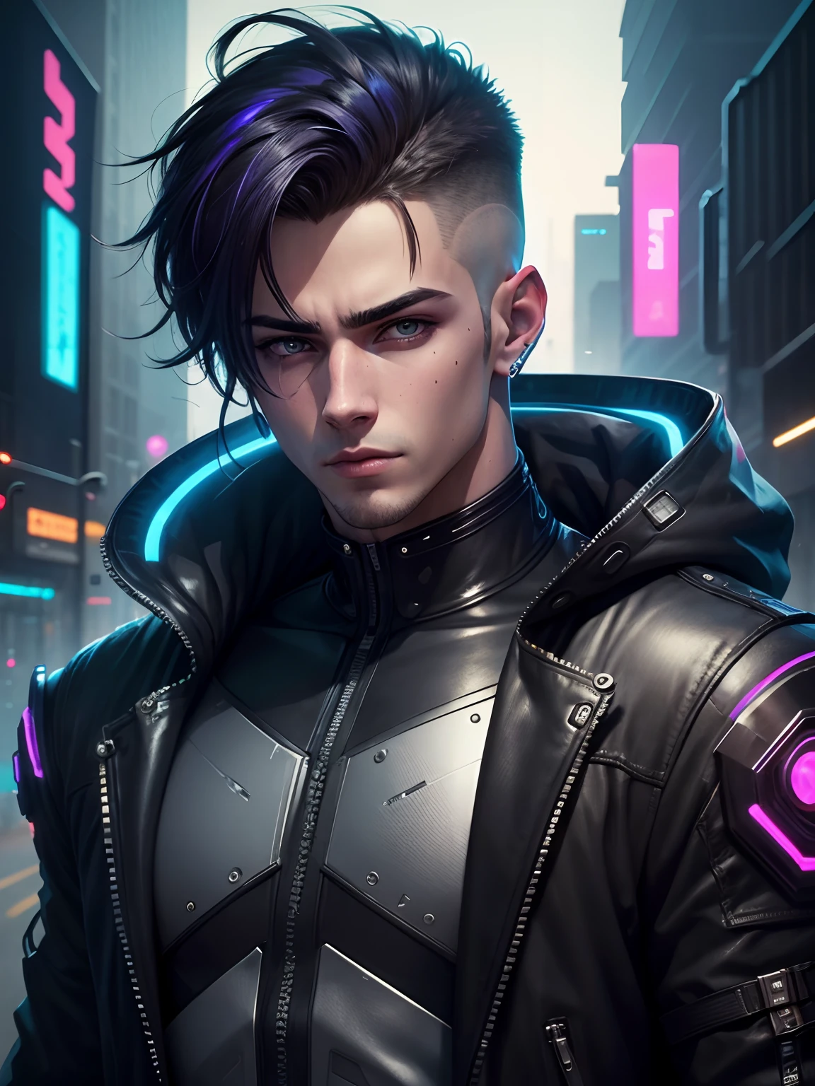 Change background cyberpunk handsome boy,realistic boy,8k,ultra realistic
