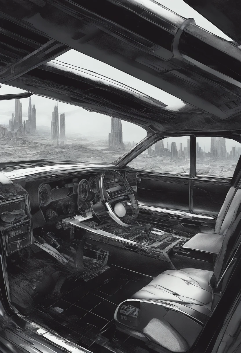 The protagonist drives the car，Lost on the expansive highway。Completely realistic,  Full high resolution, Well made，detail-rich