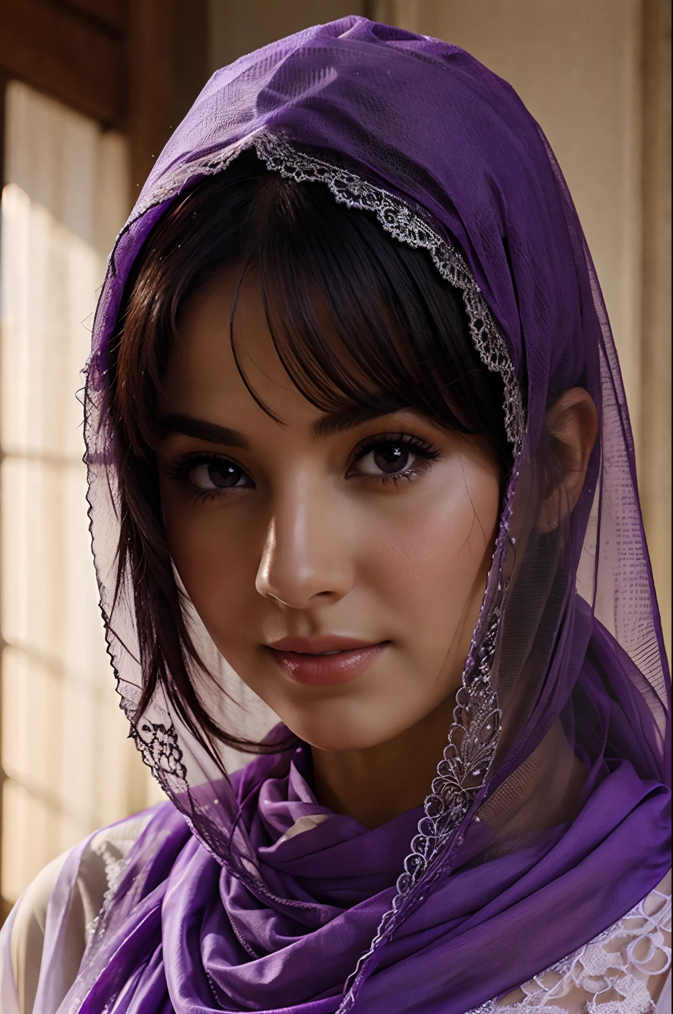 transparent purple veil