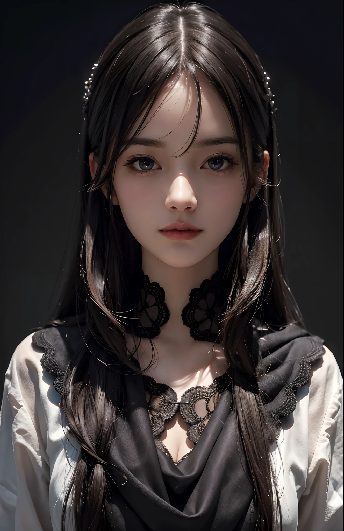 Psychedelic world、Gothic Fashion、1 cute girl、Big eyes、Small breasts、Smooth Skin、Light eye makeup、Shiny, Ultra-realisticな顔、Light blue hair、Colorful gel background、Fractal Background、Perfect lighting、Sharp focus、High resolution、High resolution、High color reproducibility、High resolution、Ultra-realistic、Photorealistic