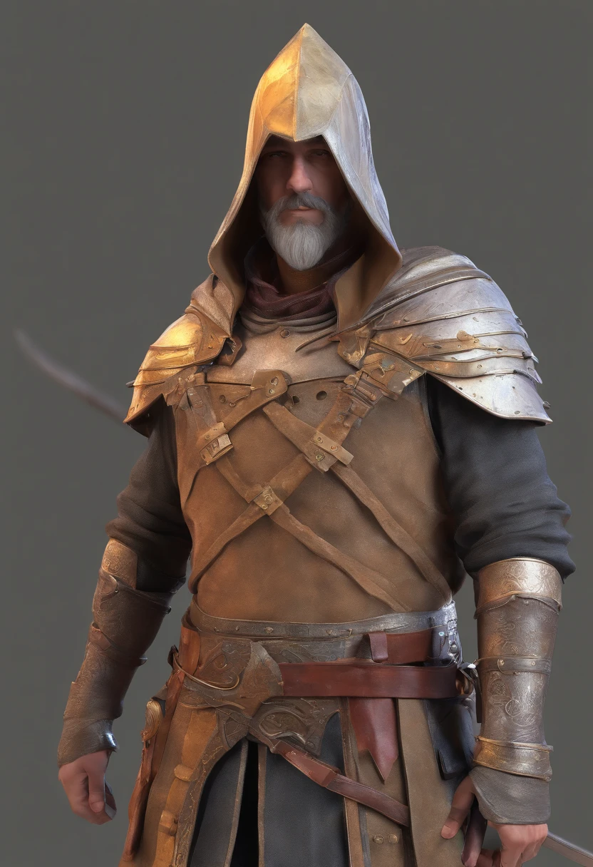 Busto de homem,usando roupa de assasinoo medieval,assasino medieval,segurando um arco curvo,arco e flecha,arqueiro medieval,feito de resina,modelagem 3d,homem jovem,aljava com flechas nas costa