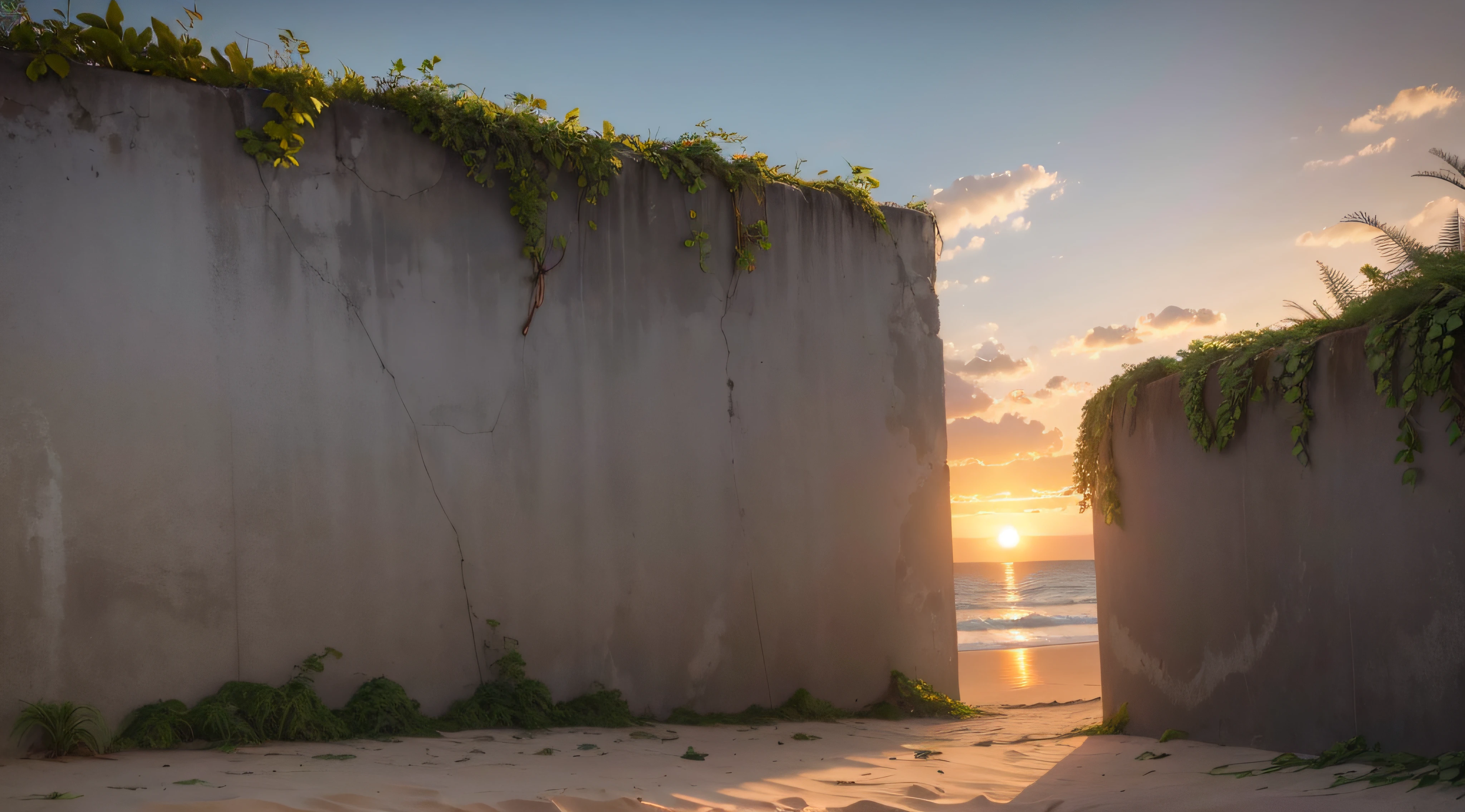 wall Small gray wall vegetation worn in the realistic sky of Brazil at sunset wooden beach decoration vase