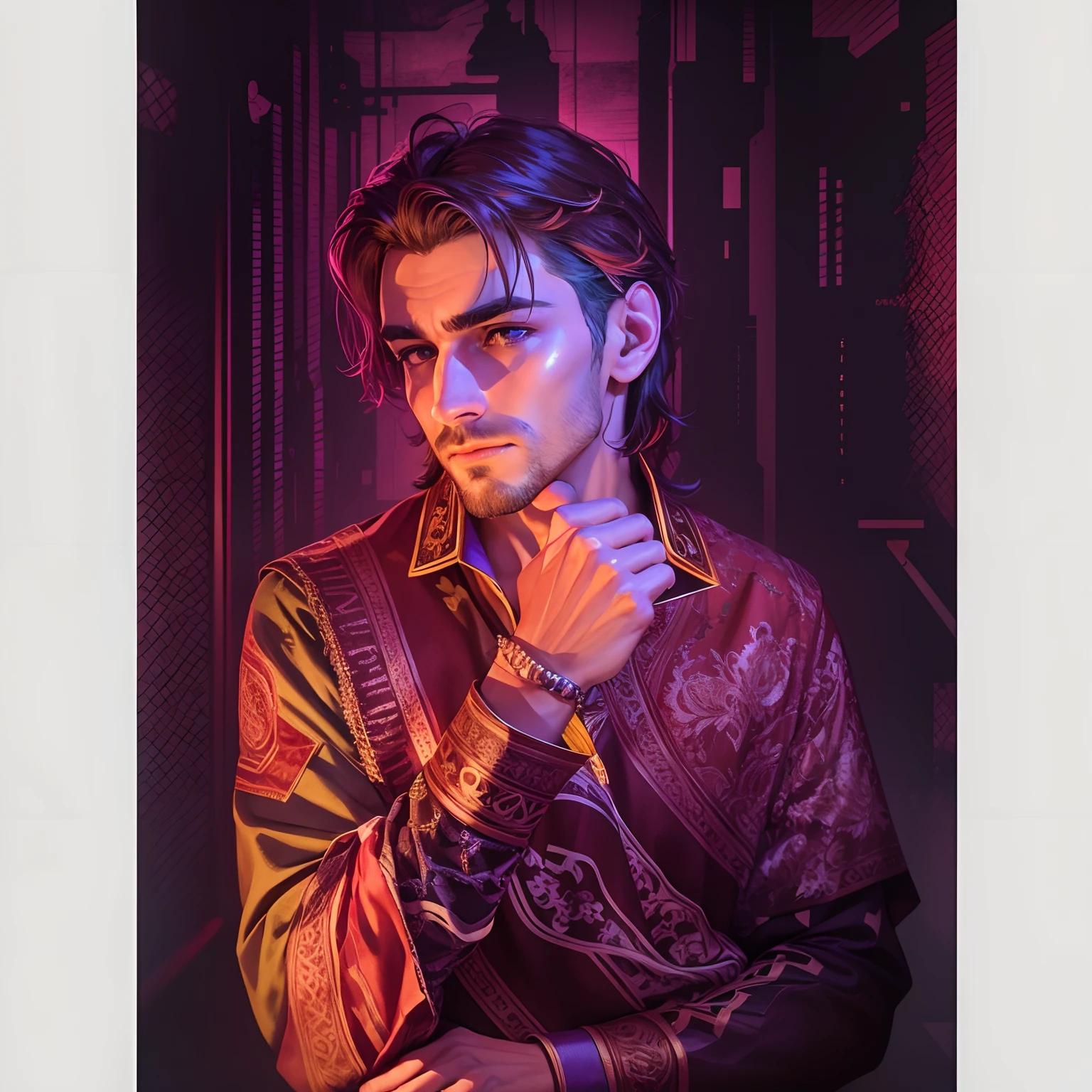 RGB light in background realistic handsome 8k