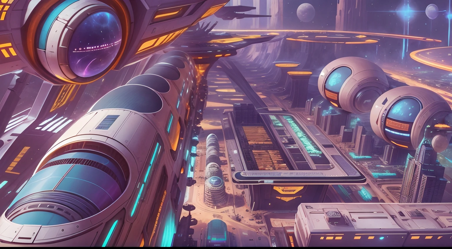 futuristic city, 24th century, spaceship, space colony, futuristic society