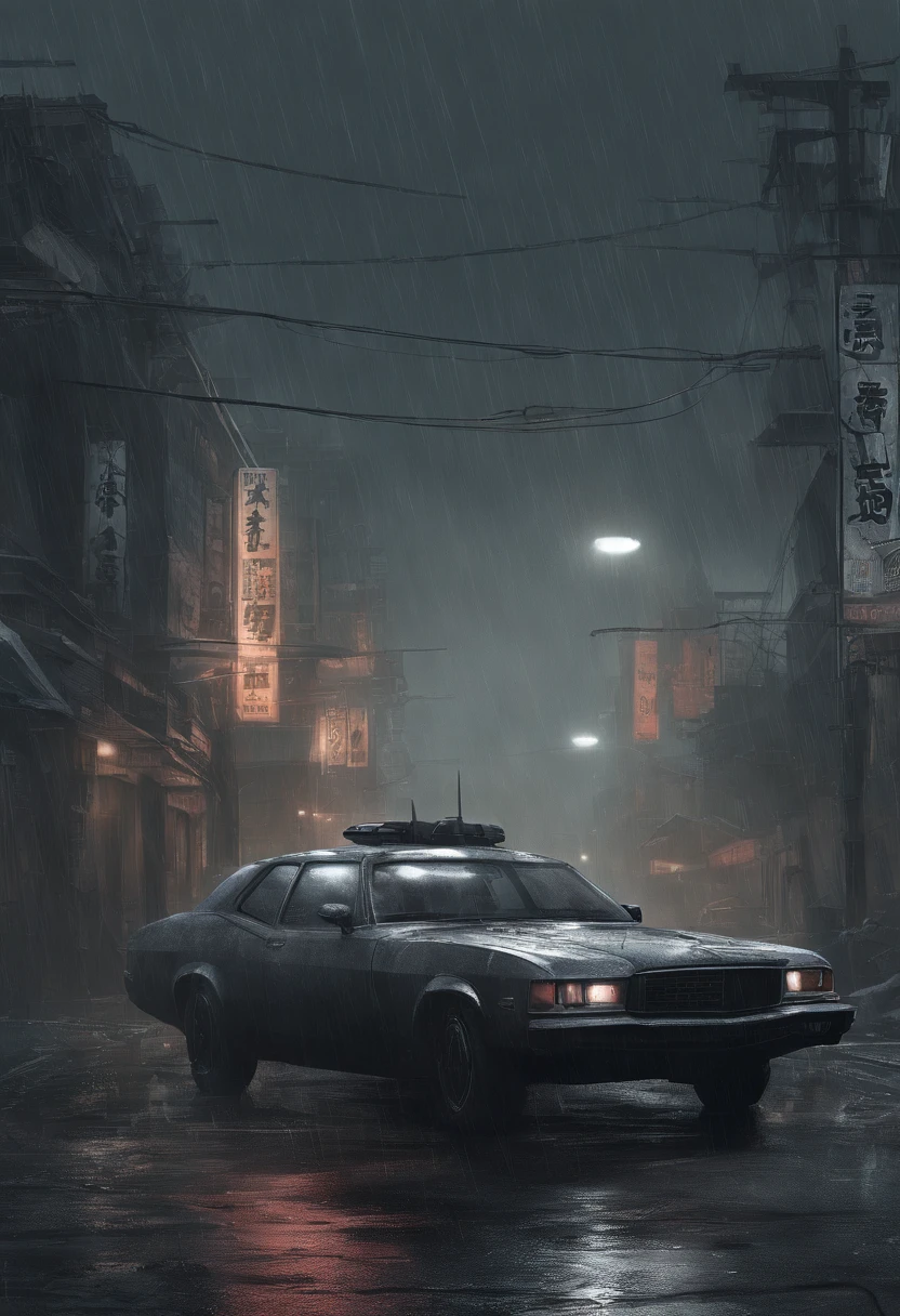 In the car on a rainy night，The main phone shows no signs of charging。The protagonist answers the phone，Breathing and silence are heard。Completely realistic,  Full high resolution, Well made，detail-rich