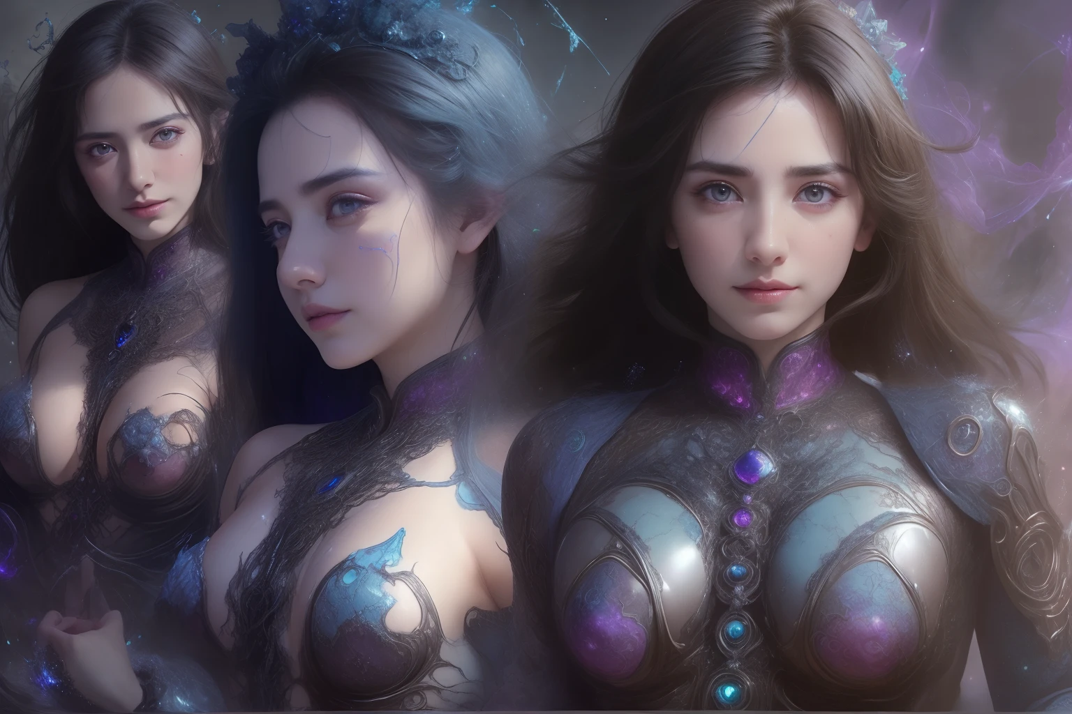 (Expression of ecstasy:1.2), From Side, Photorealistic, Official art, Unity 8k wallpapr, 8K Portrait, Best Quality, Very high resolution, (Incredibly beautiful nature background:1.6), One girl, One beautiful age italian girl, sixteen years old, Obscene, (Sexy and glamorous:1.1), (A coquettish expression:1.6), (small breasts with raised pink areolas,,,:1.6), Vulgarity, (seductively smiling:1.2), (full body1.0), (erotic posing:1.5), (Magic Attack Pose:1.6),(magical effects like sparkles or energy:1.5), (Electric shock from hands:1.1), (Detailed blue bodysuit with beautiful fractal or marble design:1.5), (Beautiful and d delicate ruby, topaz, emerald and sapphire jewelry:1.45), Beautiful seductive face, Portrait, (Thick eyebrows:1.2), (Big purple eyes:1.2), Beautiful eyes with fine symmetry, (Ultra detailed eyes:1.4), (High resolution eyes:1.1), Intimate face, (ultra detailed skin texture:1.4), White skin, pale skin, Perfect Anatomy, Thin, (Beautiful toned body:1.1), Hair Bow, (Moist skin:1.1), full of sweat, No makeup, dark circles, Good anatomy, Focus Face, goodlooking, (Emilia Clark:0.6) (Emma watson:0.3),(Jennifer Connelly:0.4), (sensual face:1.5), Elegant face, Nice, Dolce, Cyberpunk Sci-Fi, (Gauntlets with intricate and beautiful designs:1.2), Blurred background, Blurred foreground, depth of fields, (Motion Blur:1.1), Complex and colorful biomechanical bodysuit, Zentangle, mandalas, Entangled, (Small breasts:1.2), Sheer breast, (Beautiful:1.2), (NSFW:1.2), large hips, drivel, Juice stain, grabbing on breasts,