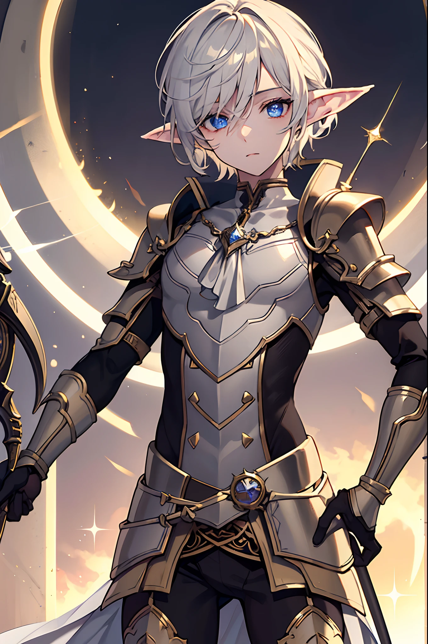 twinks　male people　elvish　Have a rapier　glimmering light　steampunc　​masterpiece　Top image quality　Darken shading(light)　Clear　cinematic shadow　Increased attractiveness of the eyes　{Perfect face} 　Clear the shine of the eyes　Draw eyelashes neatly