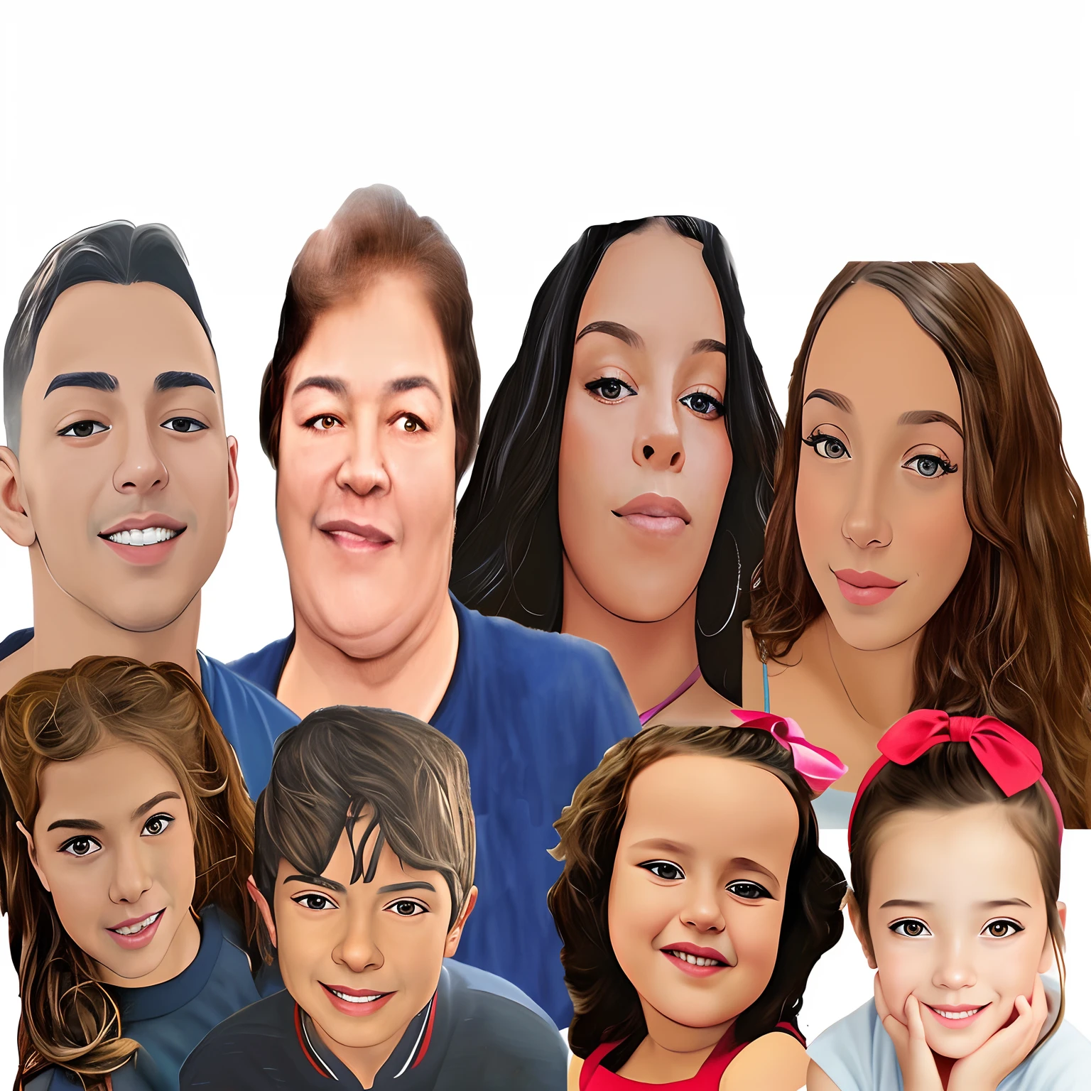 imagem arafed de um grupo de pessoas com rostos diferentes, retrato de alta qualidade, com rostos totalmente detalhados, rostos realistas detalhados, estilo caricatura, rostos detalhados e realistas, caricatural, caricature illustration, pintura digital dos desenhos animados, Realistic faces, painitng digital, Cartoon style illustration, in cartoon style, Directed by: Teresa Fasolino, Foto realista, stylized digital illustration