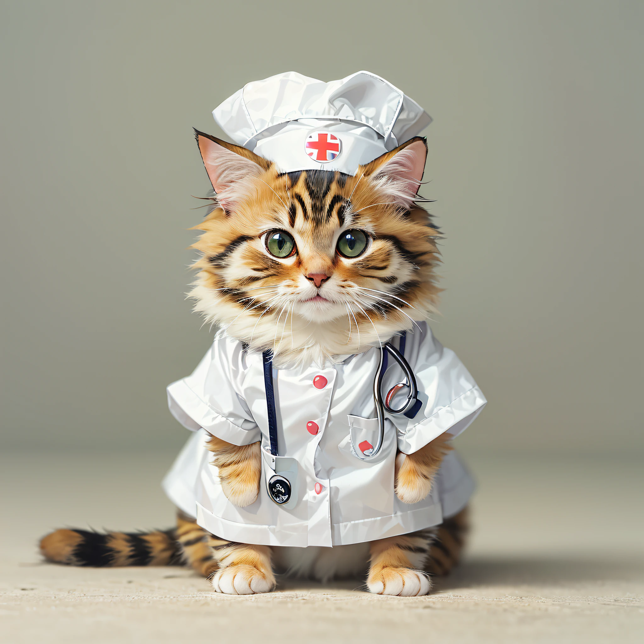 Cute cat, cute, Wearing a nurse costume,