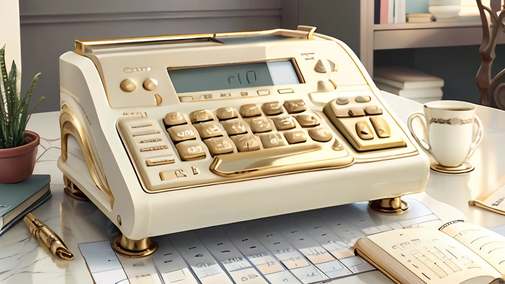 Ivory gold AI calculator on table