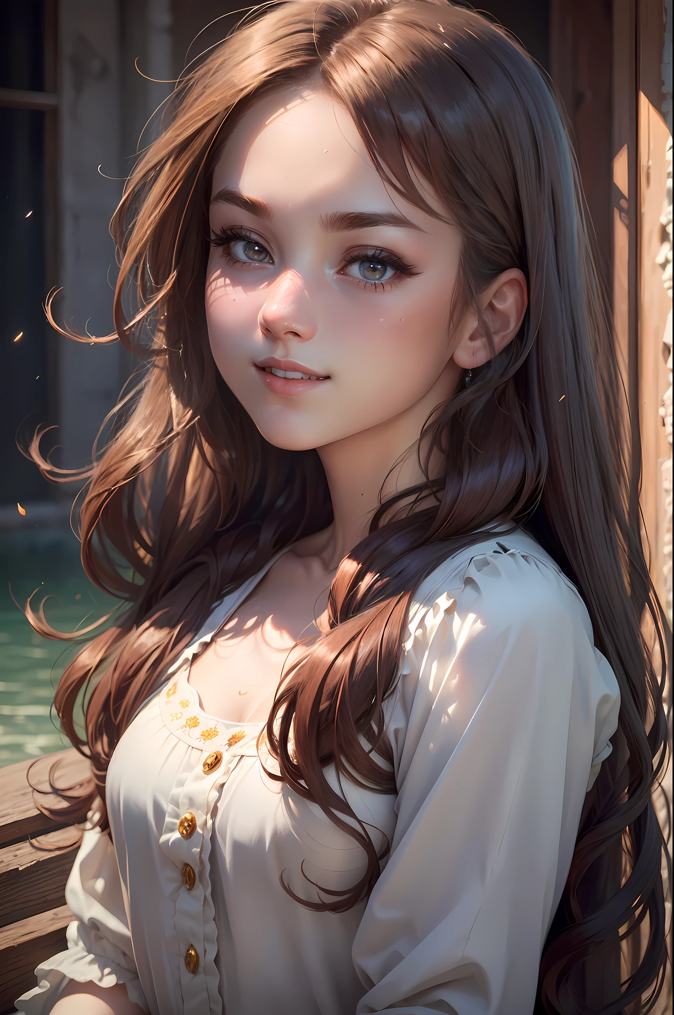 (8K, Top Quality, Masterpiece: 1.2), (Realistic, Photorealistic: 1.37), Super Detail, One Girl, Beauty, Cute, Solo, (Redness of the Nose), (Smile: 1.15), (Mouth Closed) Big, Beautiful Eyes, (Long Hair: 1.2), Floating Hair Novafrog style, upper body --auto