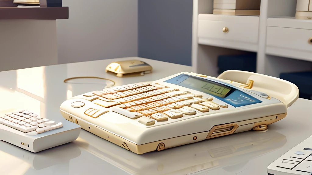 Ivory gold AI calculator on table