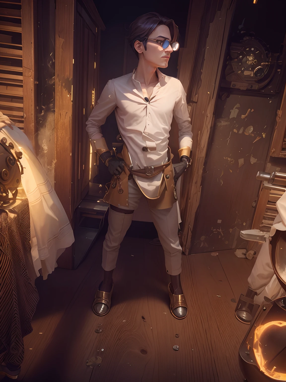 ChronomancyAI d0nald steampunk, lab, white gloves,